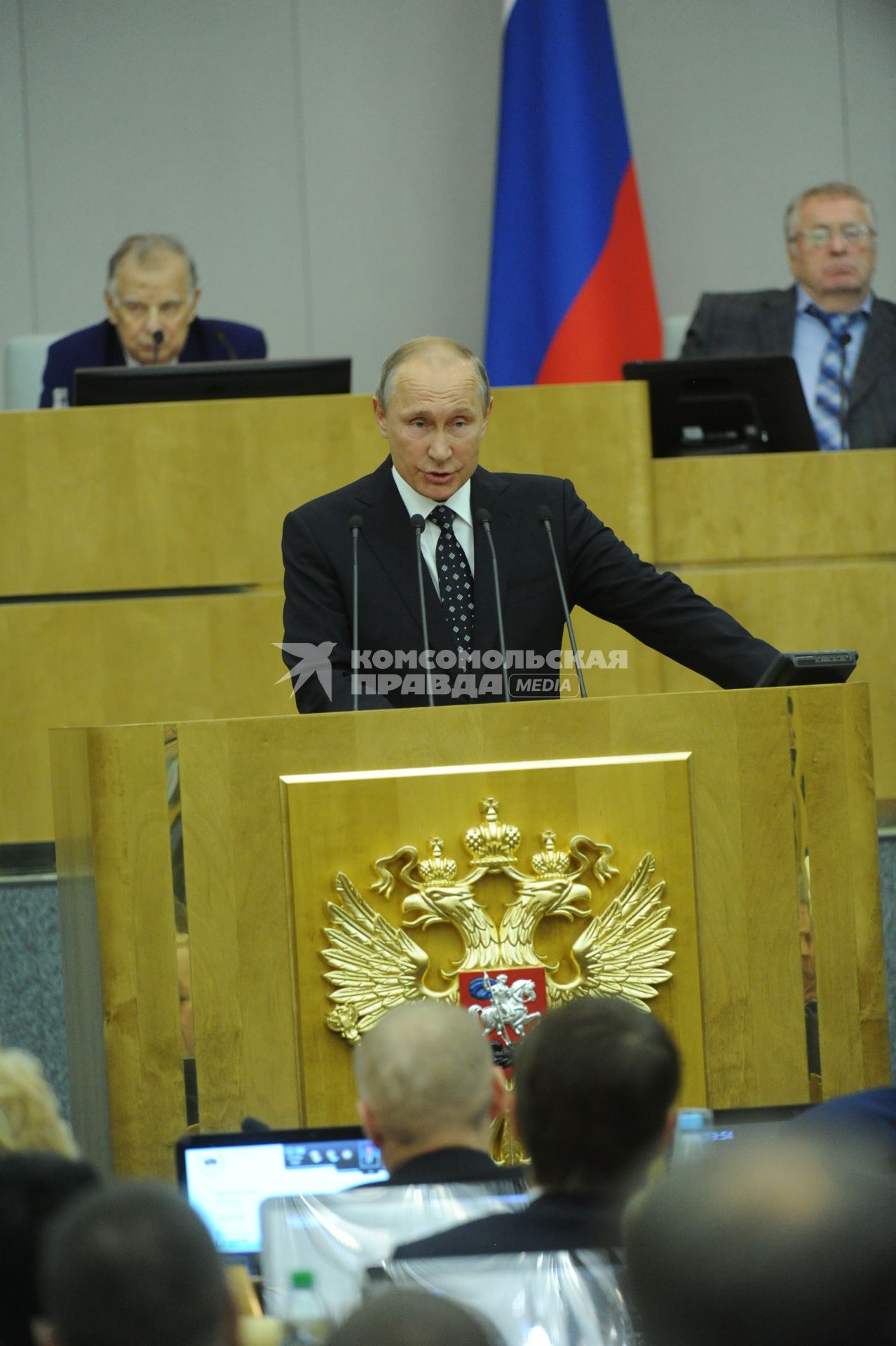 Москва. Президент РФ Владимир Путин на первом пленарном заседании Госдумы РФ седьмого созыва.