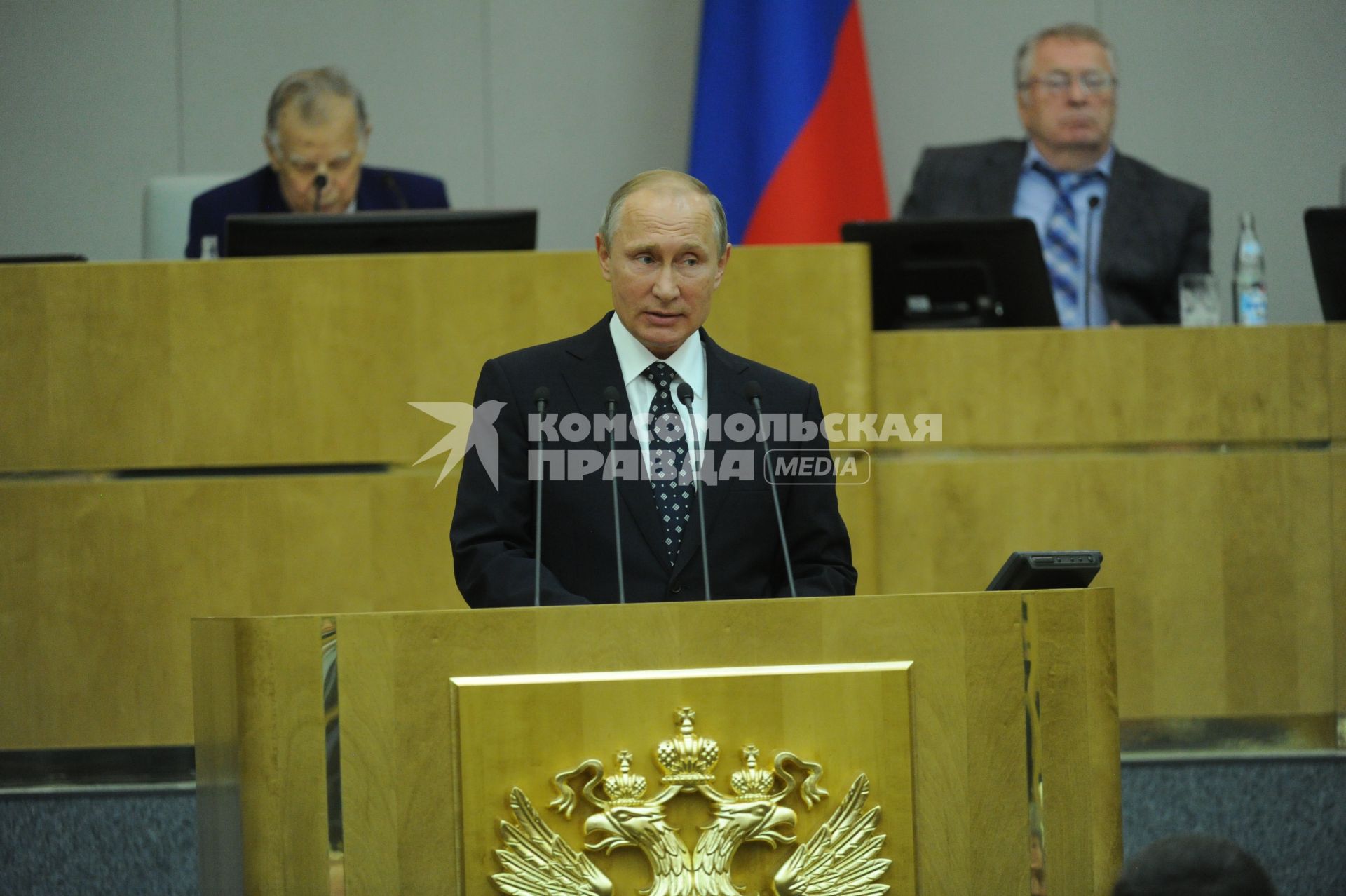 Москва. Президент РФ Владимир Путин на первом пленарном заседании Госдумы РФ седьмого созыва.