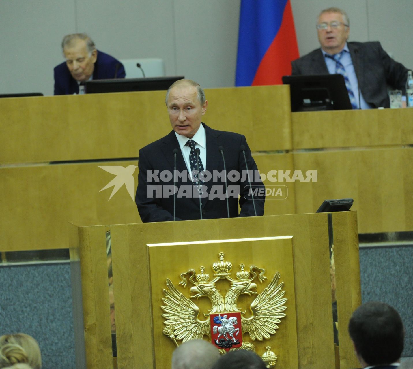 Москва. Президент РФ Владимир Путин на первом пленарном заседании Госдумы РФ седьмого созыва.