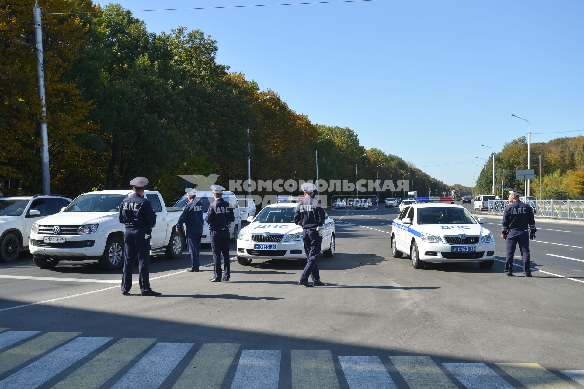 Ставрополь.  Работа сотрудников ДПС на дороге.