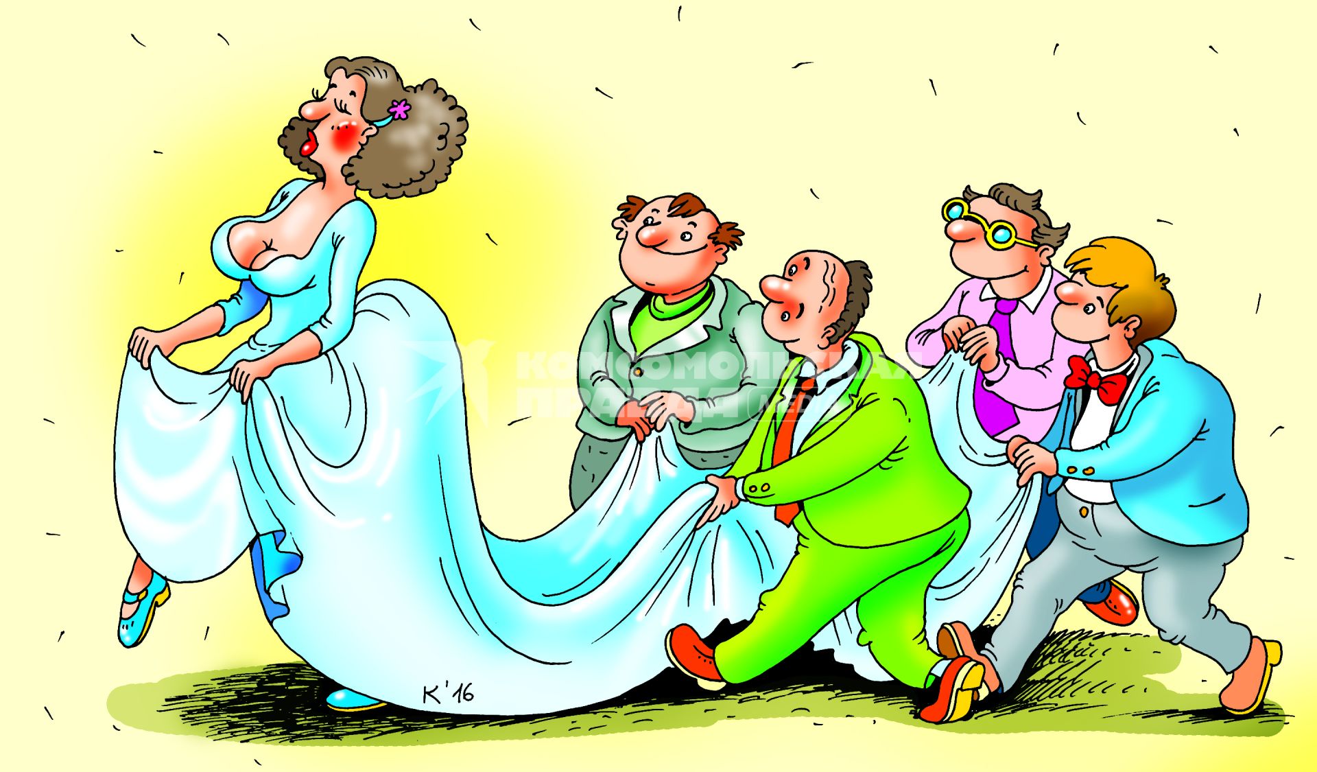 Карикатура на тему `Женская одежда`.