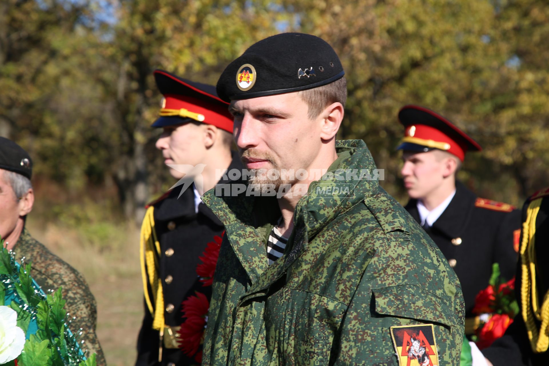 Украина, Донецк. Бойцы батальона ополчения `Спарта` на  похоронах командира батальона Арсена Павлова (Моторолы).