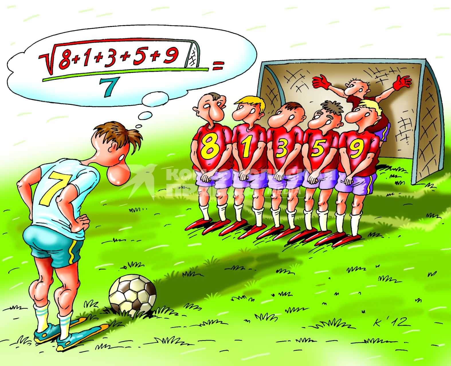 Карикатура на тему `Умный спортсмен`.