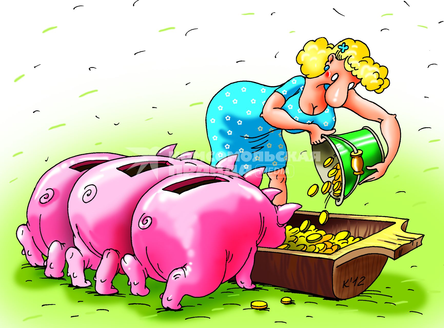 Карикатура на тему `Инфляция`.