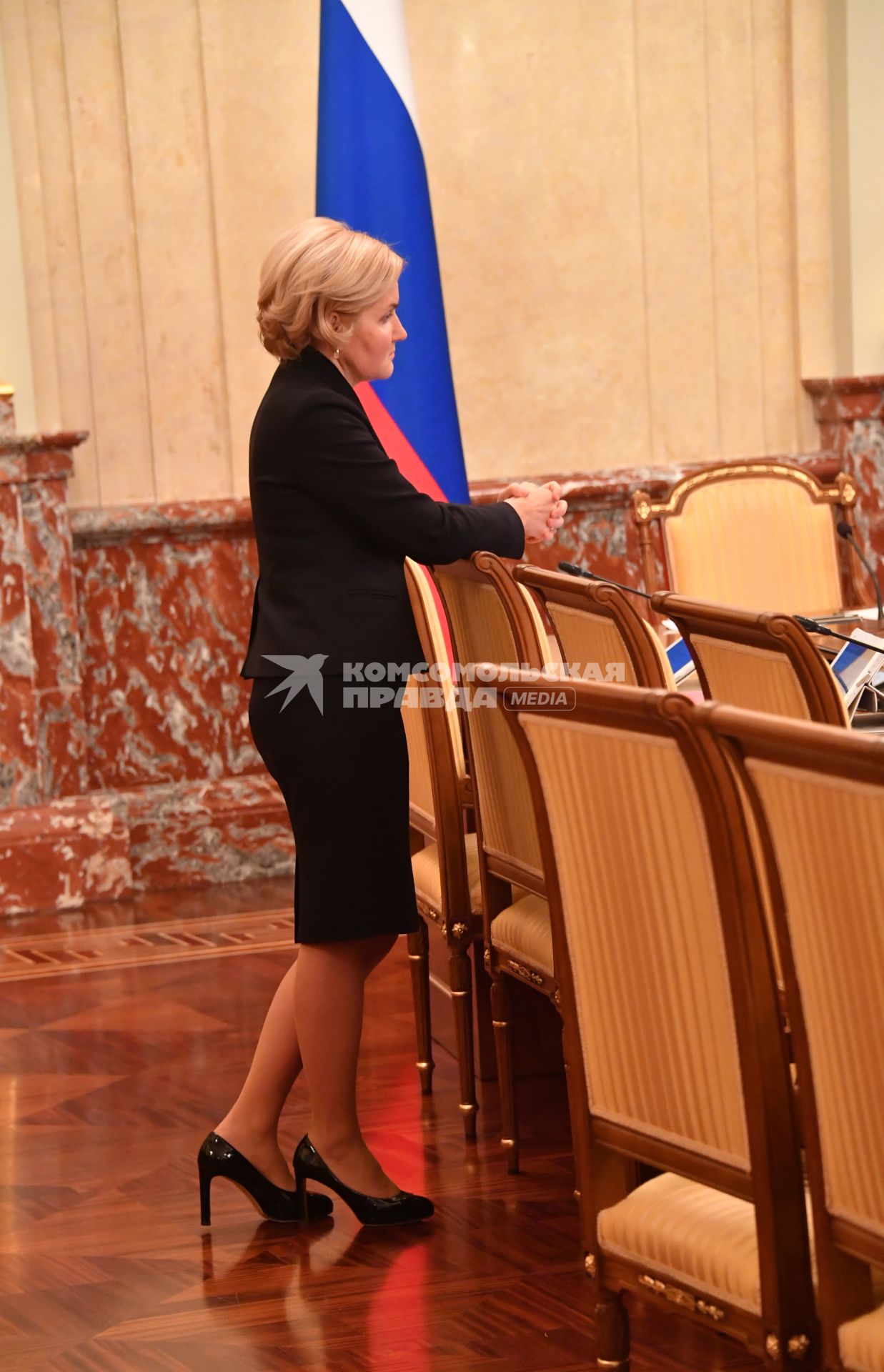 Москва.  Вице-премьер РФ Ольга Голодец перед заседанием кабинета министров РФ в Доме правительства РФ.