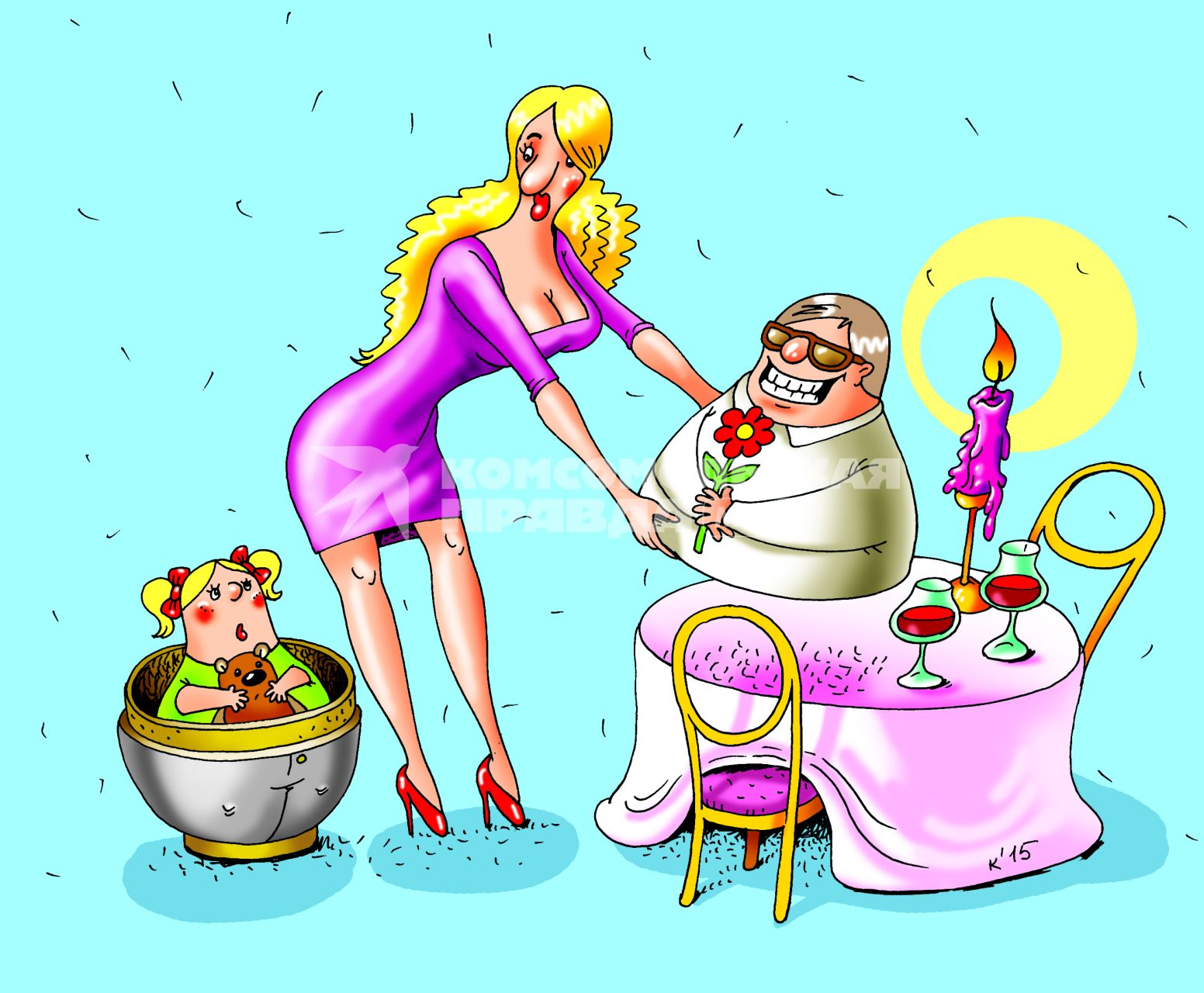 Карикатура на тему `Мужчина и женщина`.