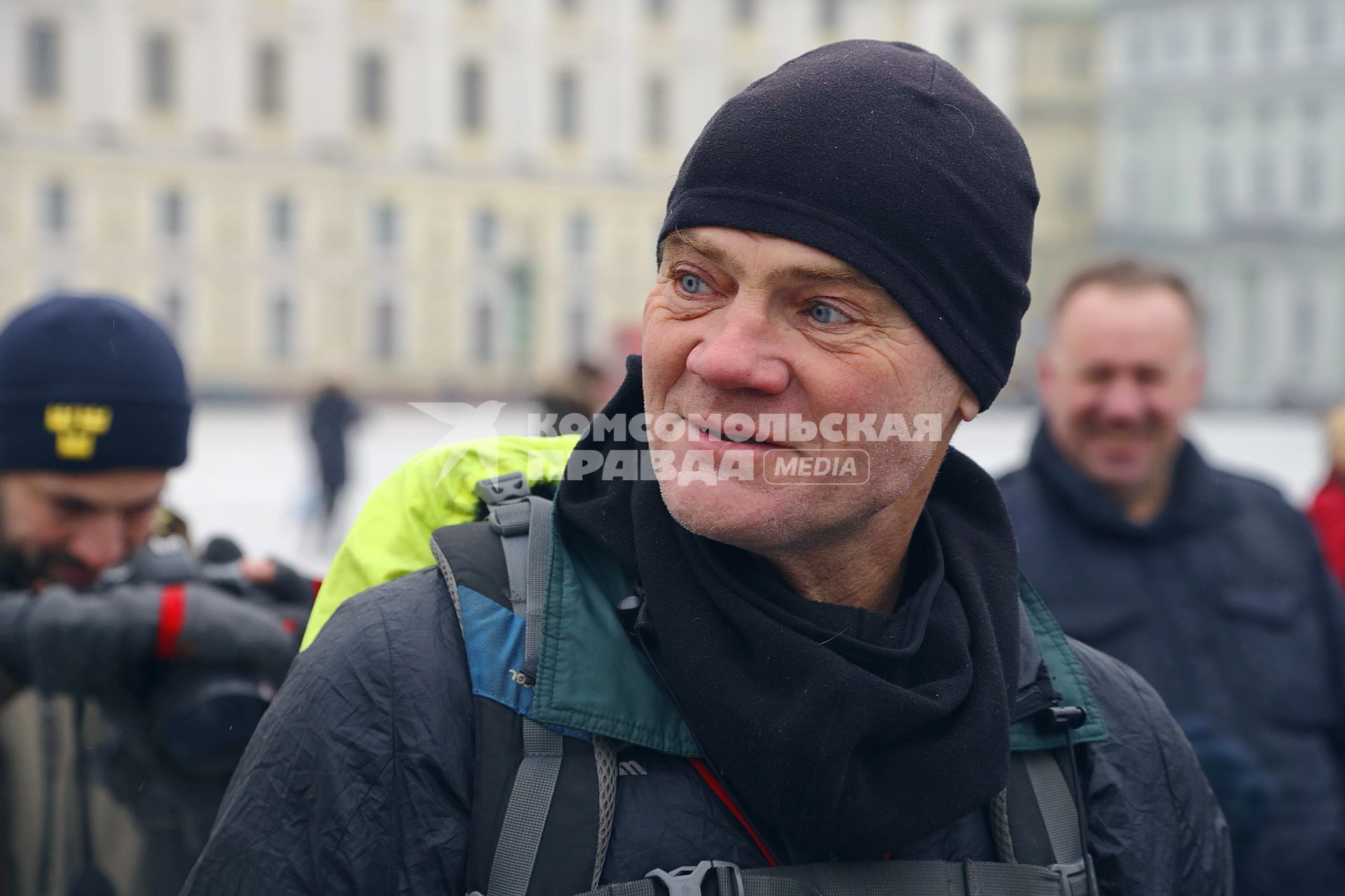 Санкт-Петербург. Сергей Лукьянов, совершивший пешее кругосветное путешествие, вернулся в Петербург.