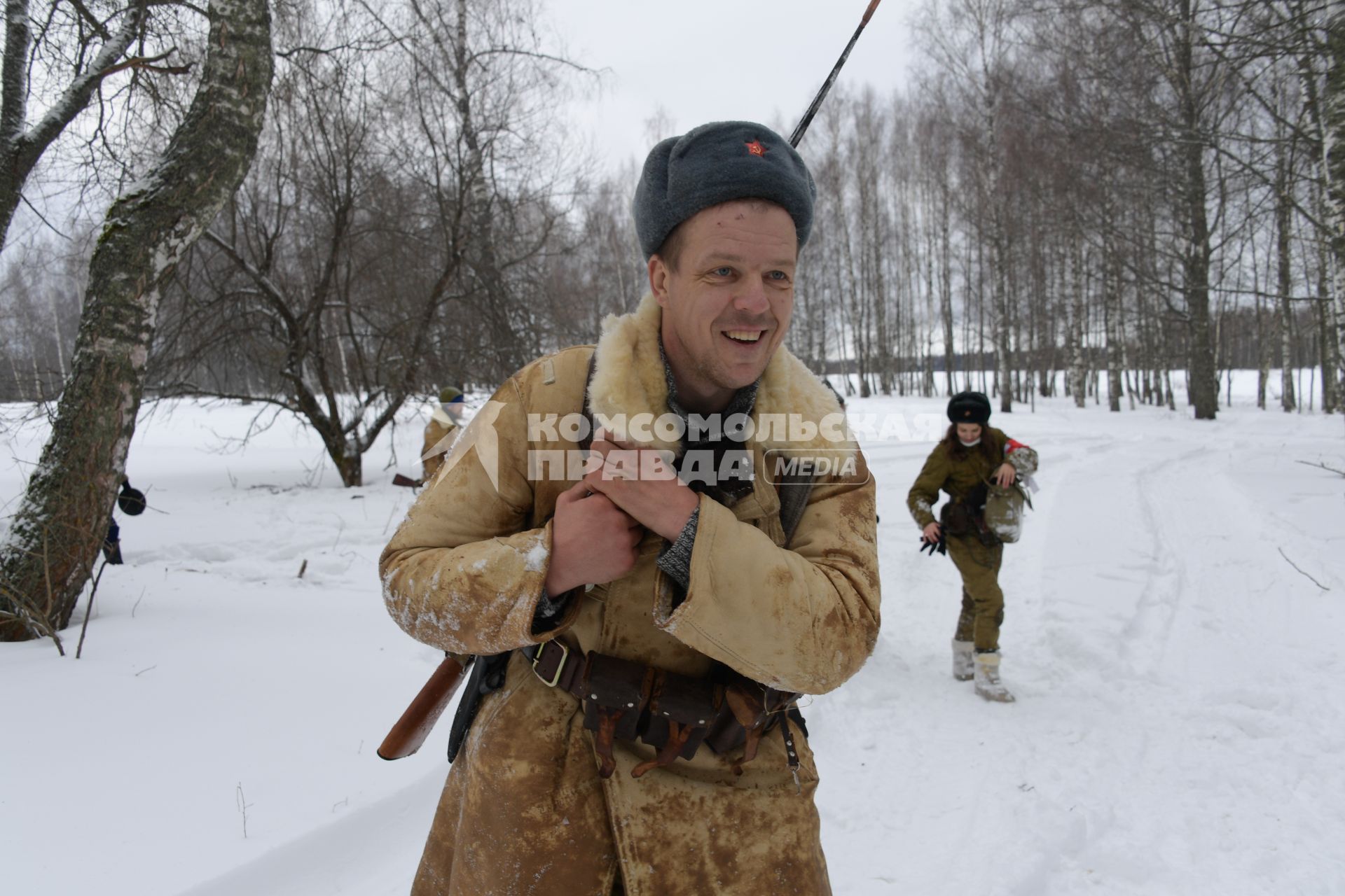 Смоленская область. Военно-историческая реконструкция боя под урочищем Быково, в котором погиб заслон, прикрывший отступление 20-й кавалерийской дивизии в 1942 г.