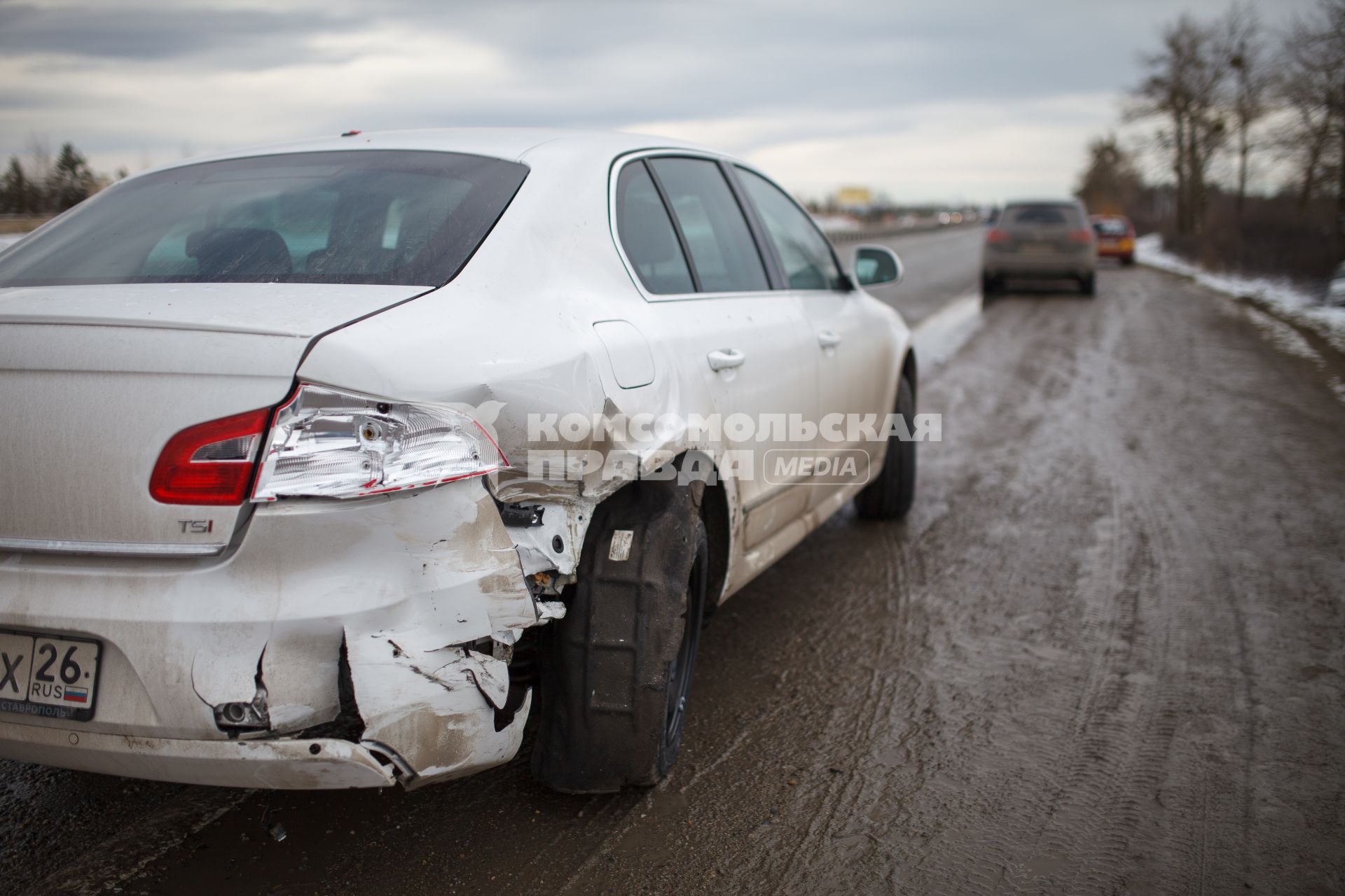 Ставрополь.  Автомобиль, пострадавший в результате ДТП.