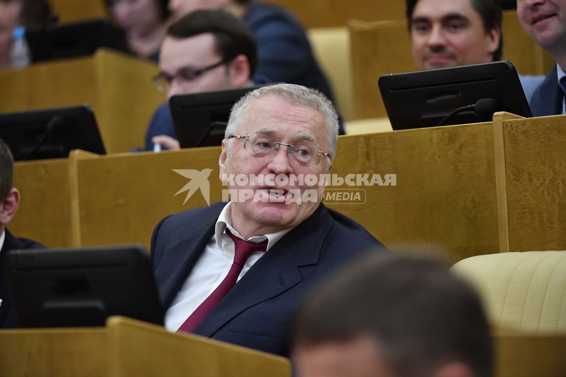 Москва. Лидер ЛДПР Владимир Жириновский  на пленарном заседании Государственной думы РФ.