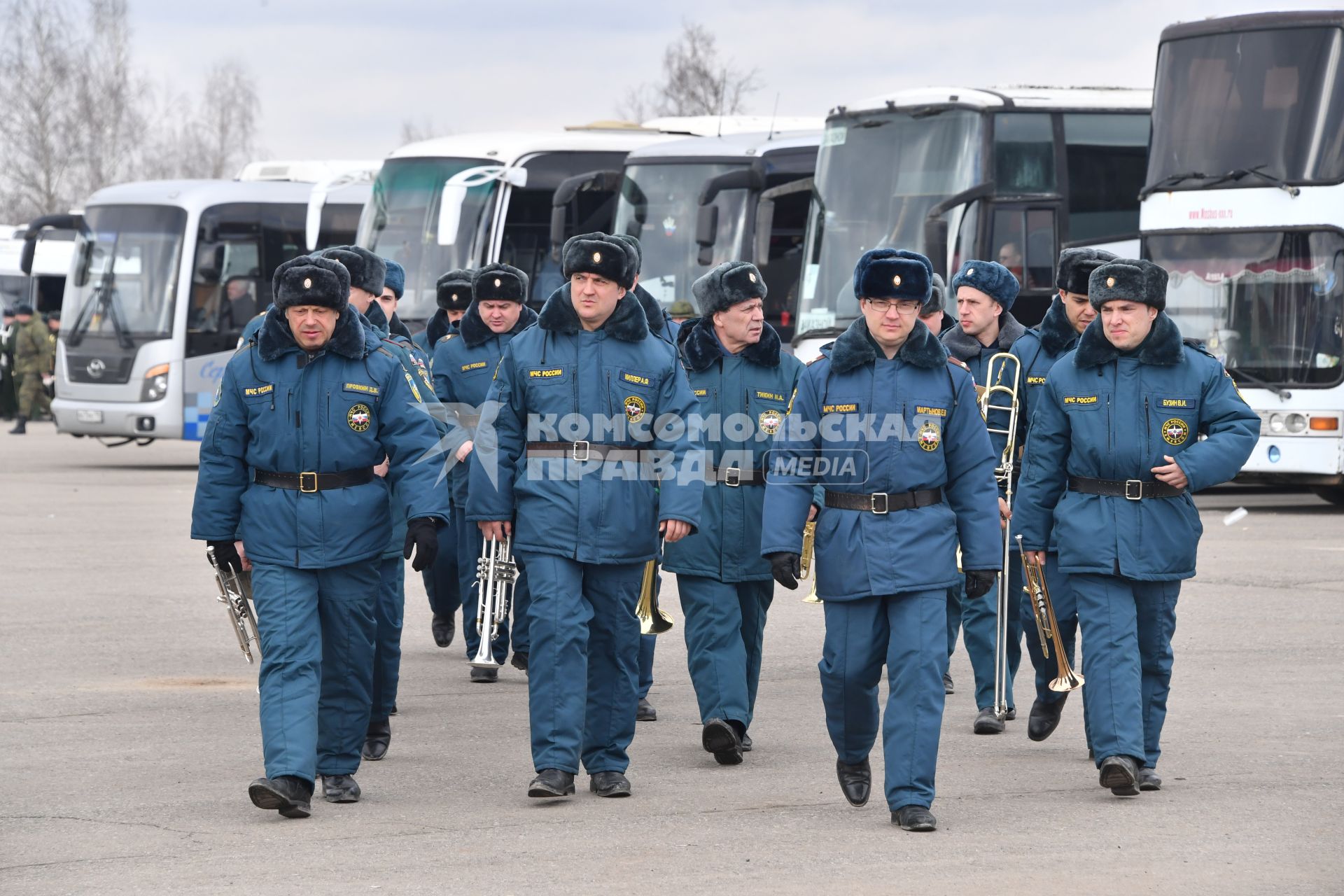 Московская область, Алабино. Участники пеших колонн парадного расчета войск перед репетицией военного парада, посвященного  72-й годовщине Победы в Великой Отечественной войне.