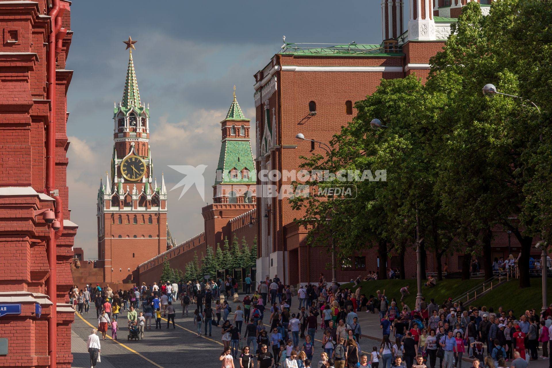 Москва. Туристы  в Кремлевском проезде.