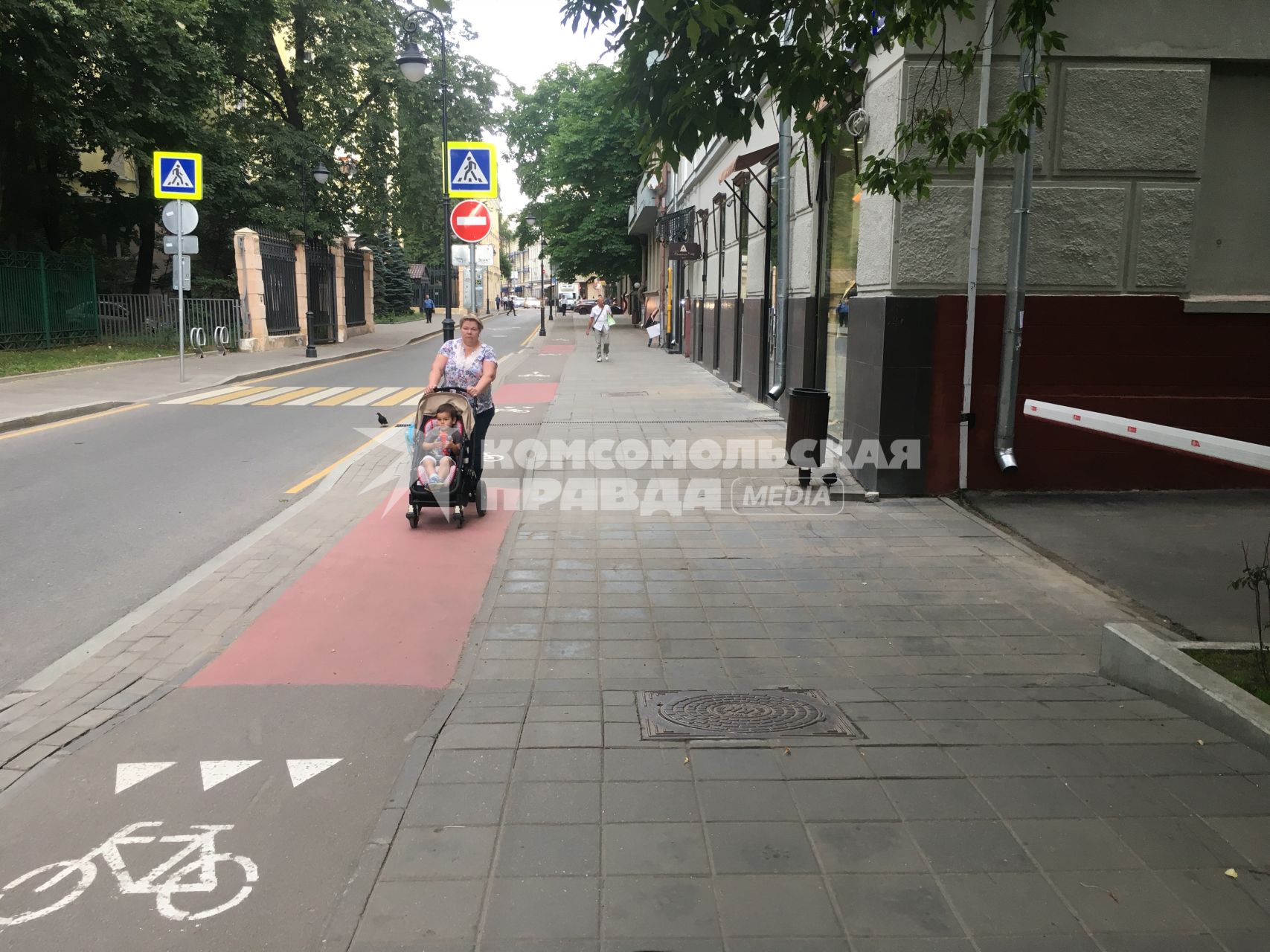 Москва. Велодорожка на Малой Бронной улице.