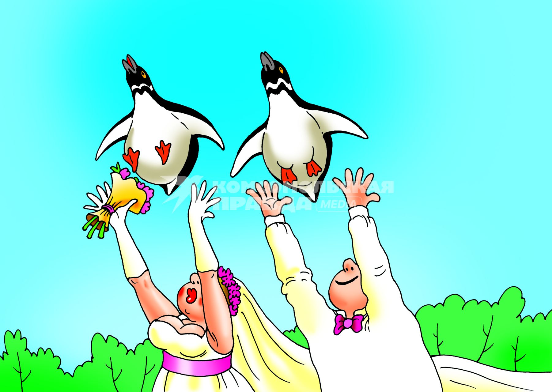 Карикатура на тему новости `В Московском зоопарке разрешили заключение браков`.