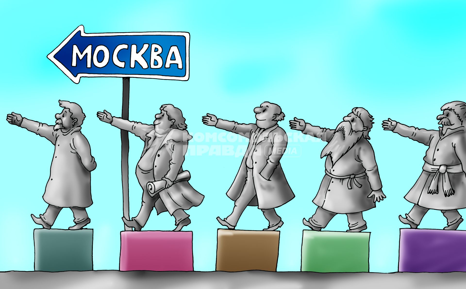 Карикатура `Памятники в Москве`.