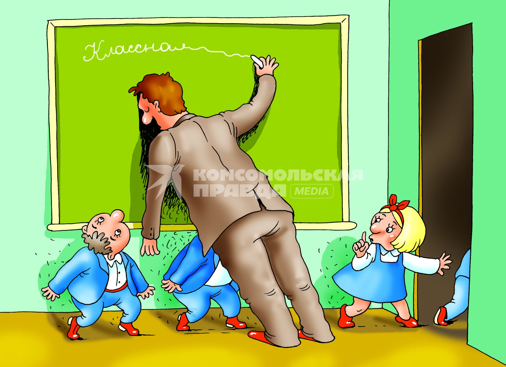 Карикатура на тему усталости школьных учителей.