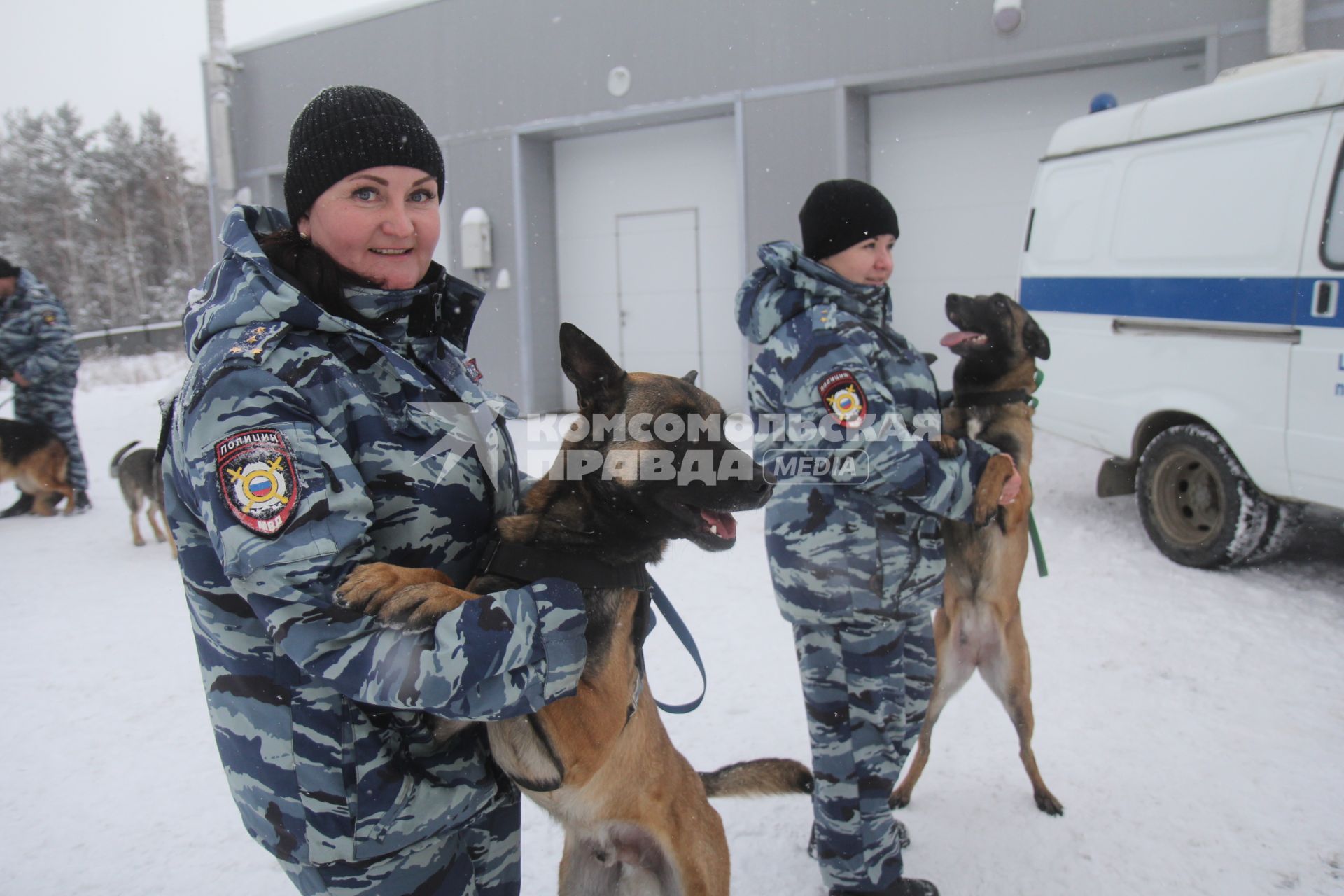 Иркутск. Служебная собака во время занятий с кинологом в Центре кинологической службы ГУ МВД.