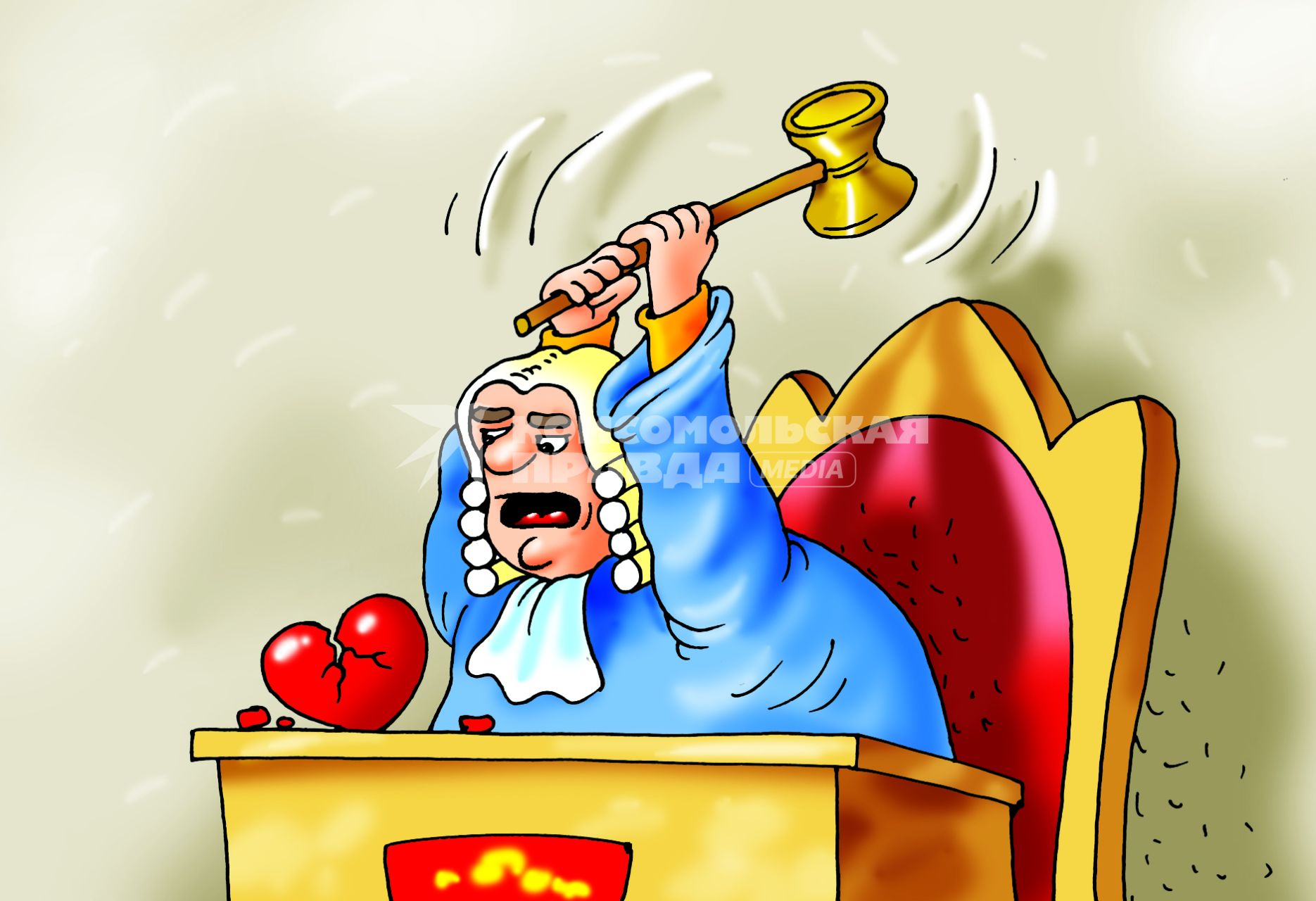 Карикатура на тему развода в суде.
