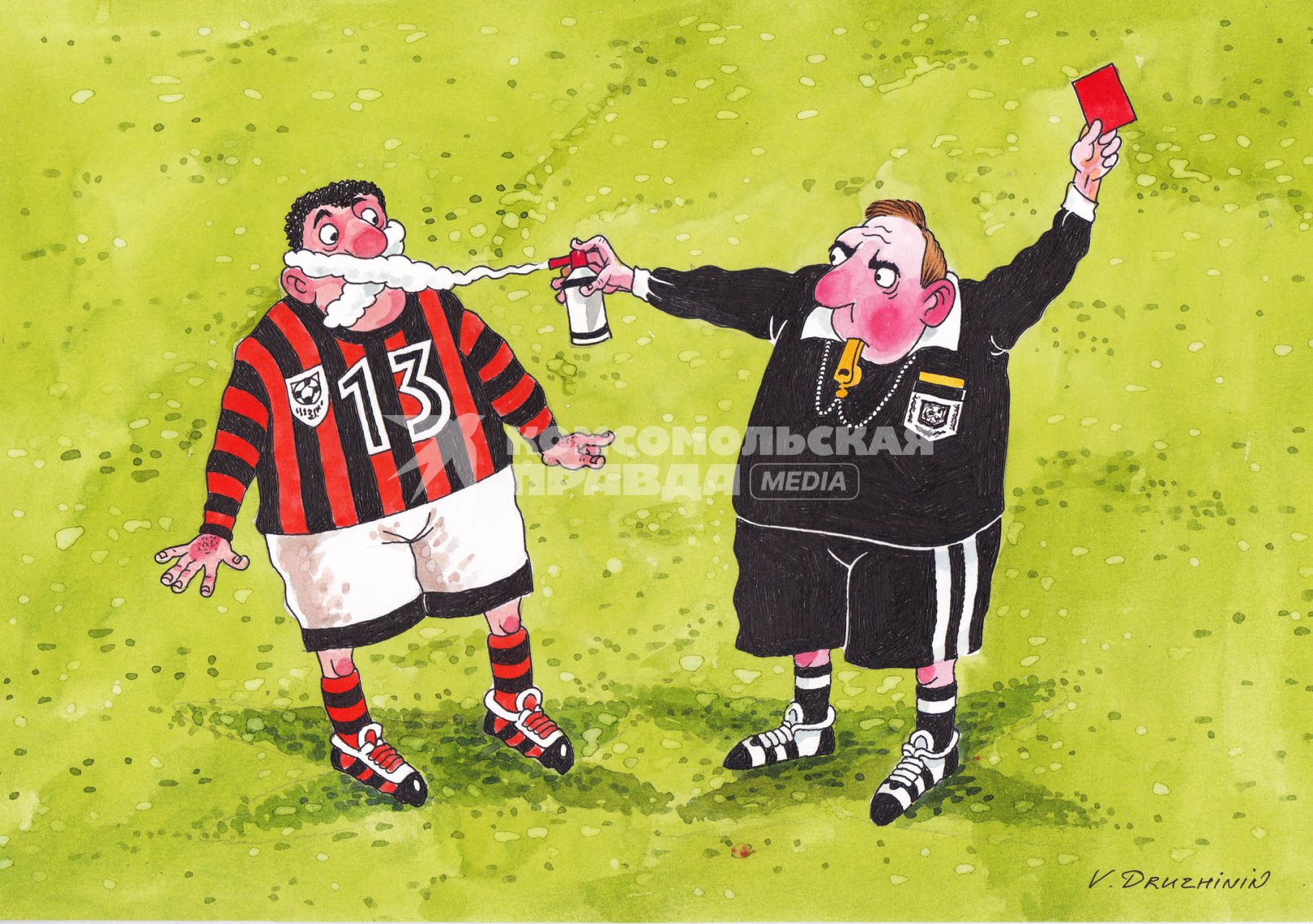 Карикатура `Футбольный судья`.