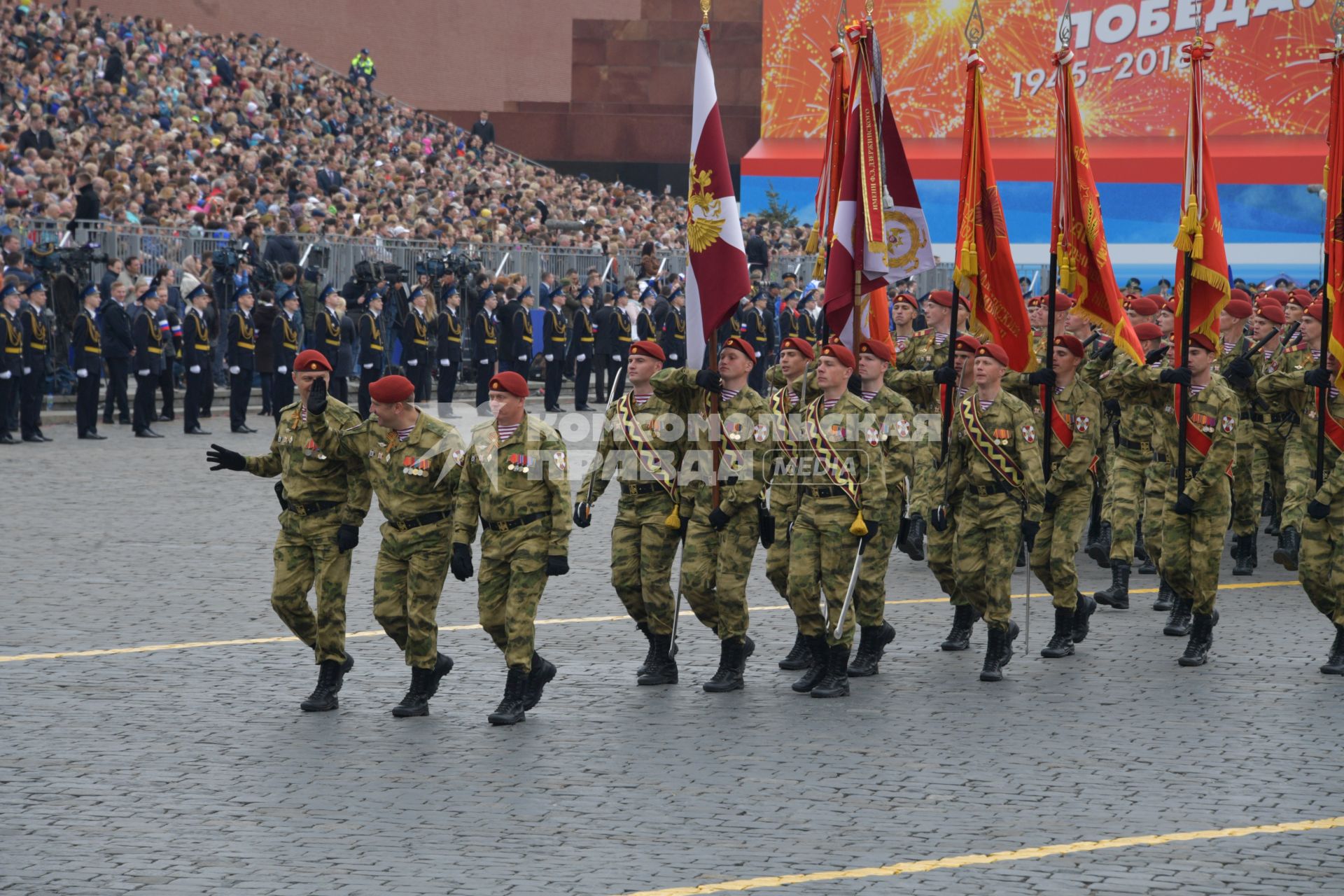 Москва.   Военнослужащие войск Национальной гвардии (Росгвардии) во время генеральной репетиции парада на Красной площади, посвященного 73-й годовщине Победы в Великой Отечественной войне.