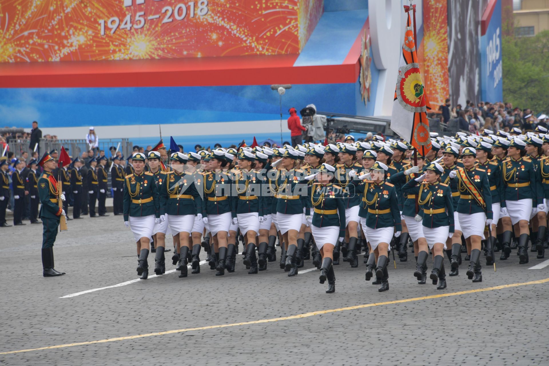 Москва.  Военнослужащие парадных расчетов во время генеральной репетиции парада на Красной площади, посвященного 73-й годовщине Победы в Великой Отечественной войне.