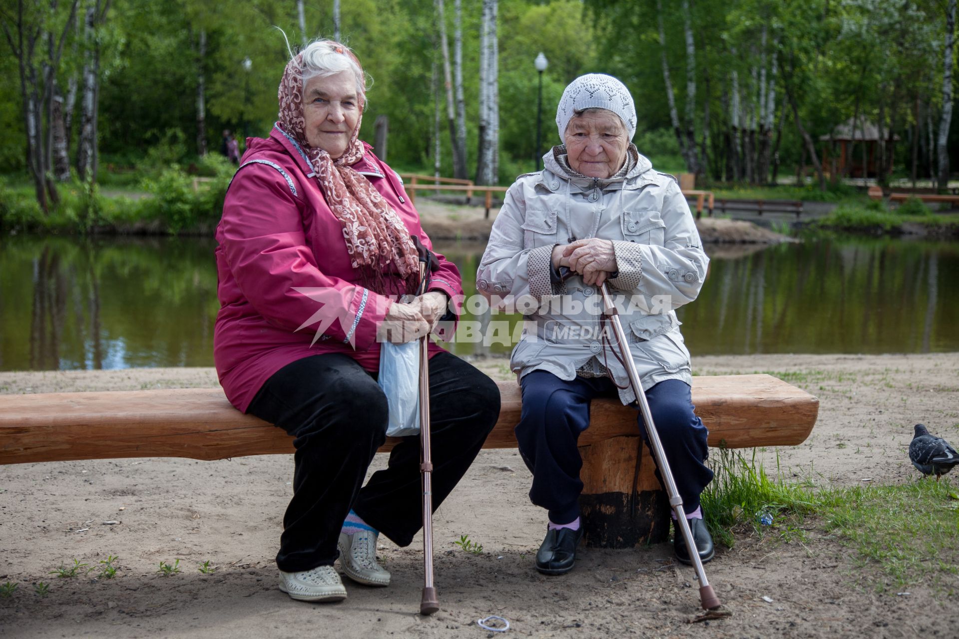 Пермь. Пожилые женщины во время прогулки в парке.