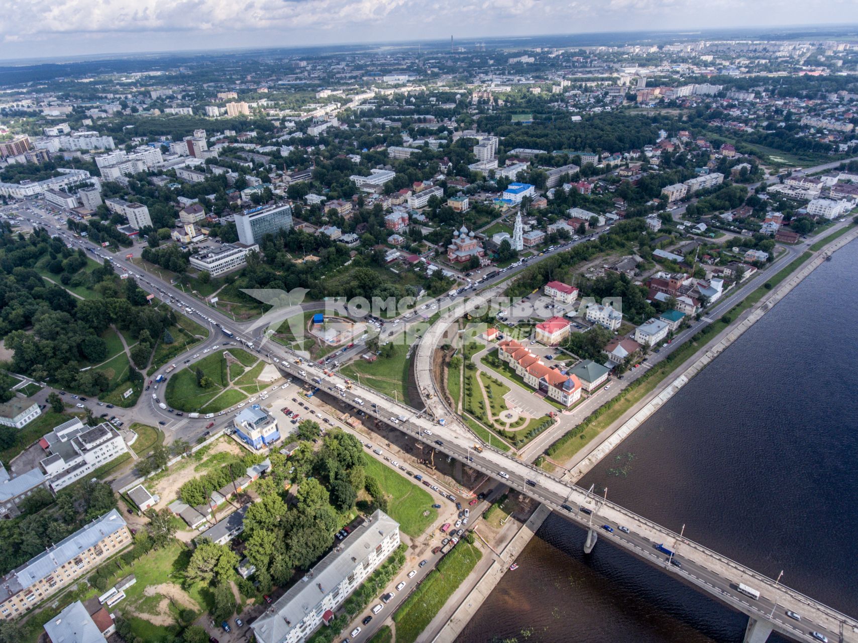 Кострома. Вид на город с высоты птичьего полета.