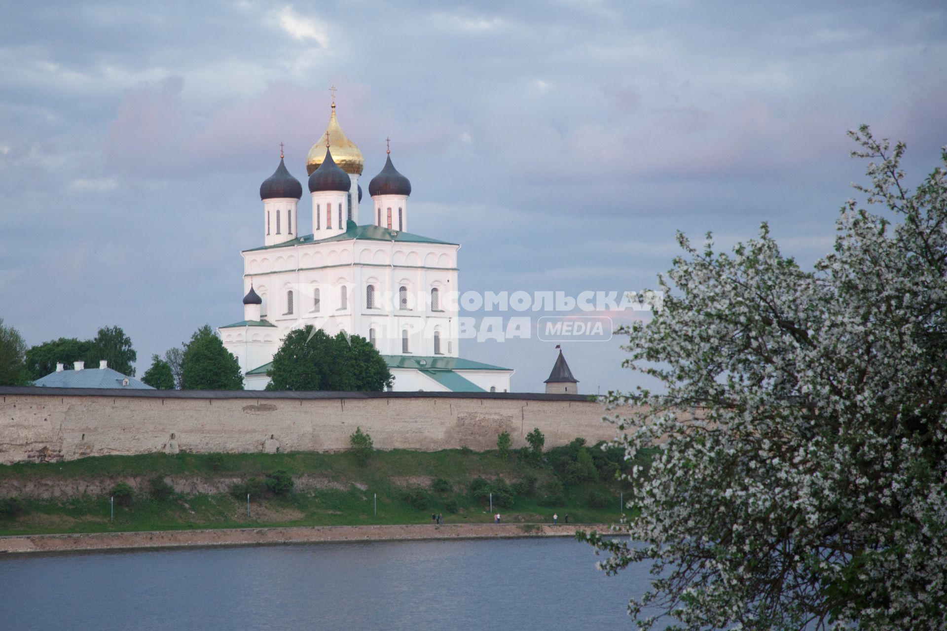 Псков.  Вид на Троицкий собор.