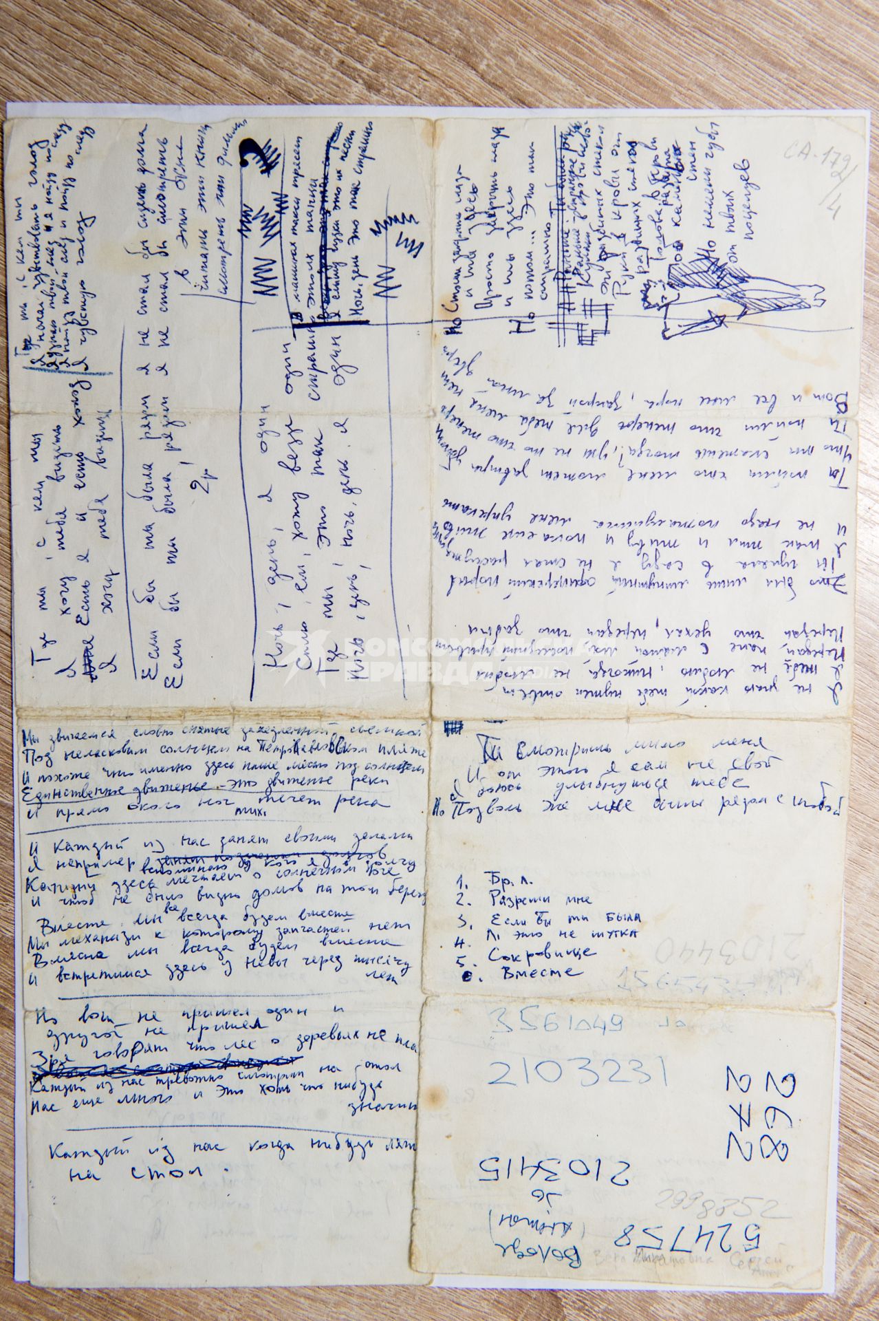 Санкт-Петербург. Рукописи музыканта Виктора Цоя, выставленные на аукцион.