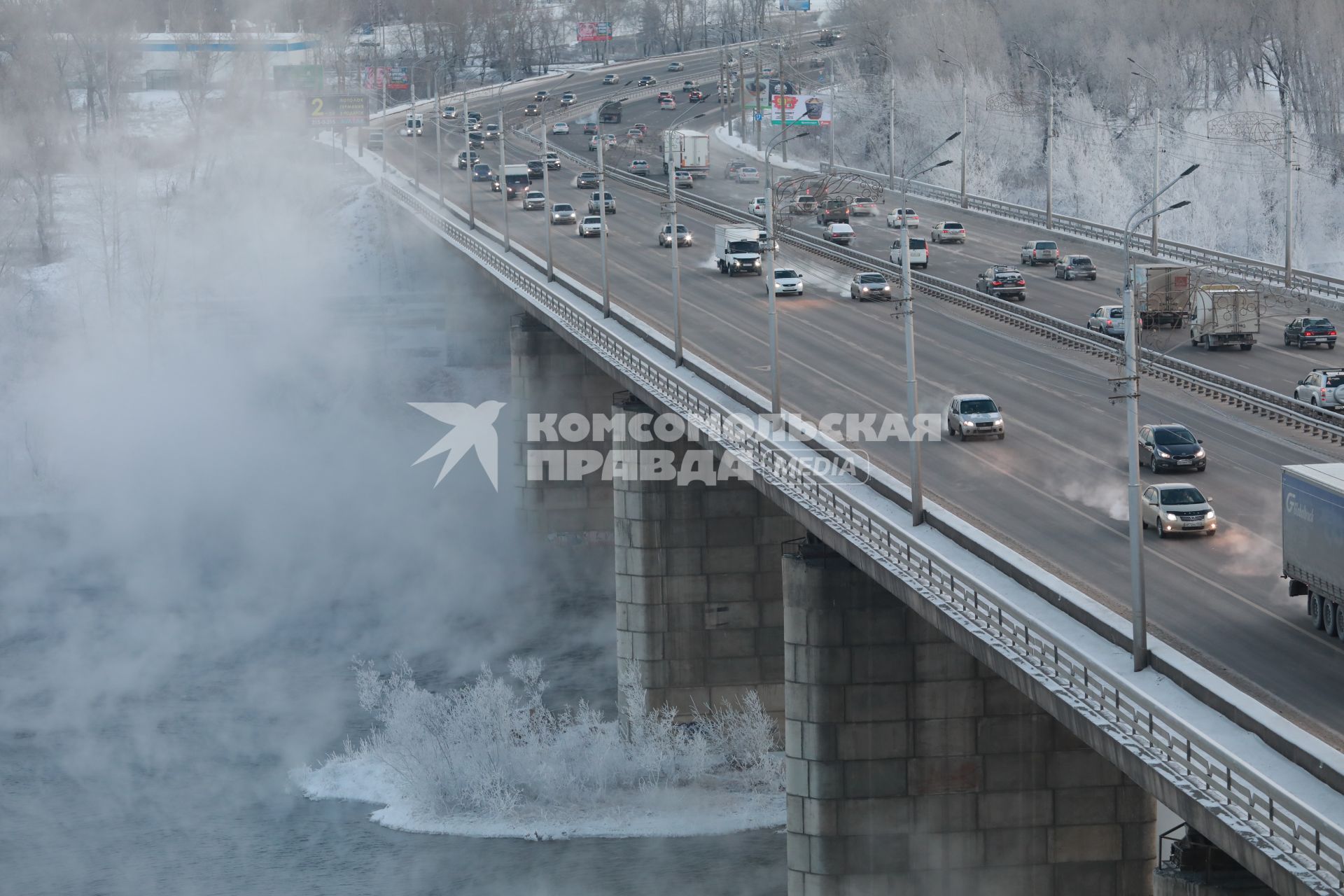 Красноярск. Туман над Енисеем.