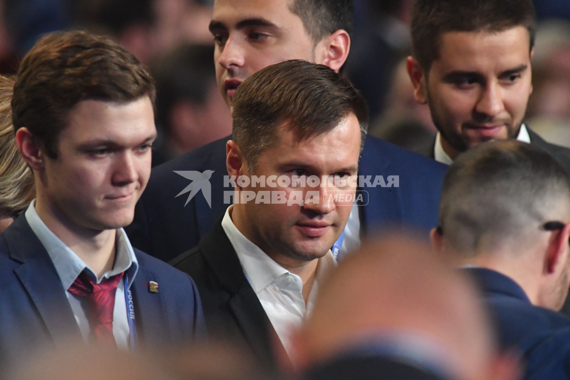 Москва. Олимпийский чемпион, гимнаст Алексей Немов ( в центре) на XVIII съезде Всероссийской политической партии  `Единая Россия`.