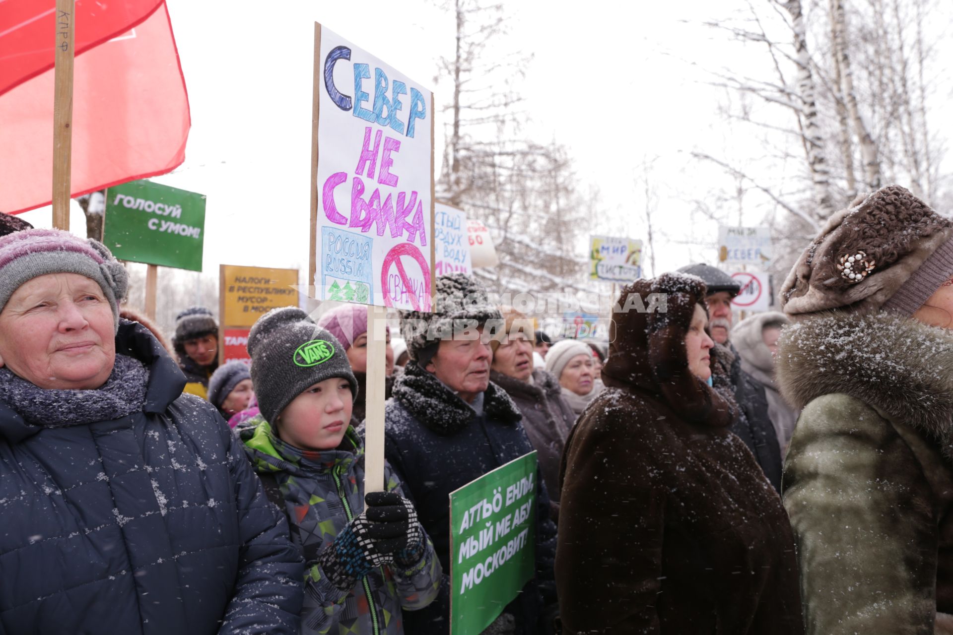 Сыктывкар.  Участники митинга `Россия не помойка`.