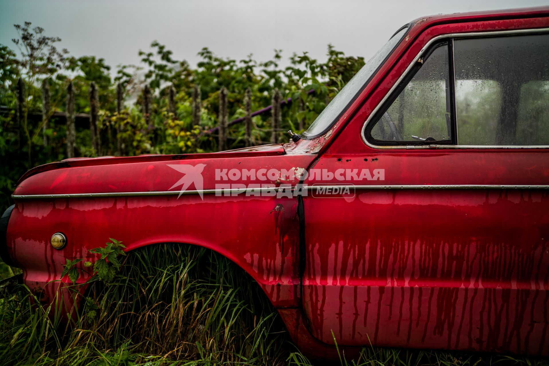 Архангельская область, деревня Монастырка. Красная машина.