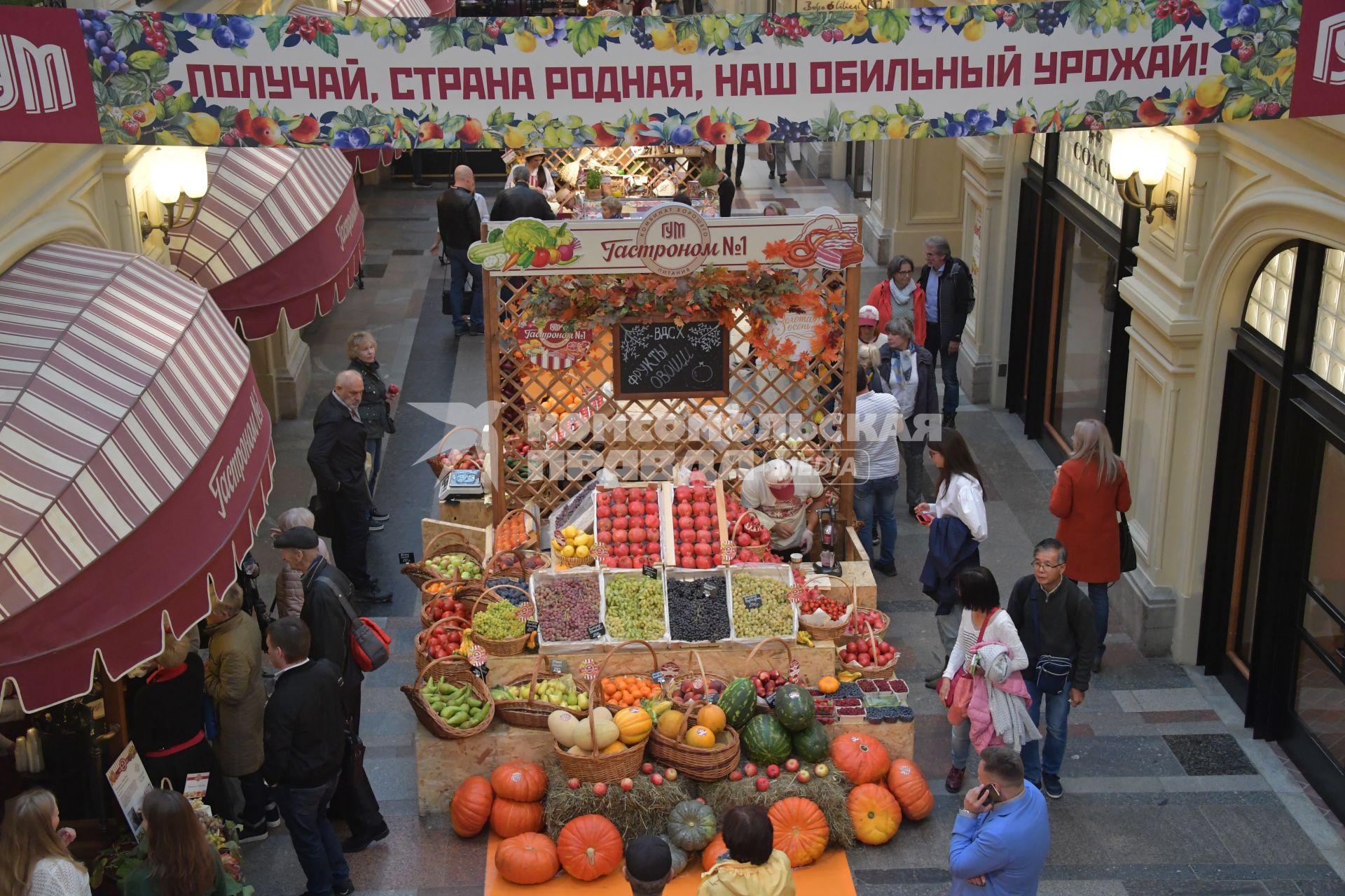 Москва.  Посетители на ежегодной выставке достижений сельского хозяйства в ГУМе.