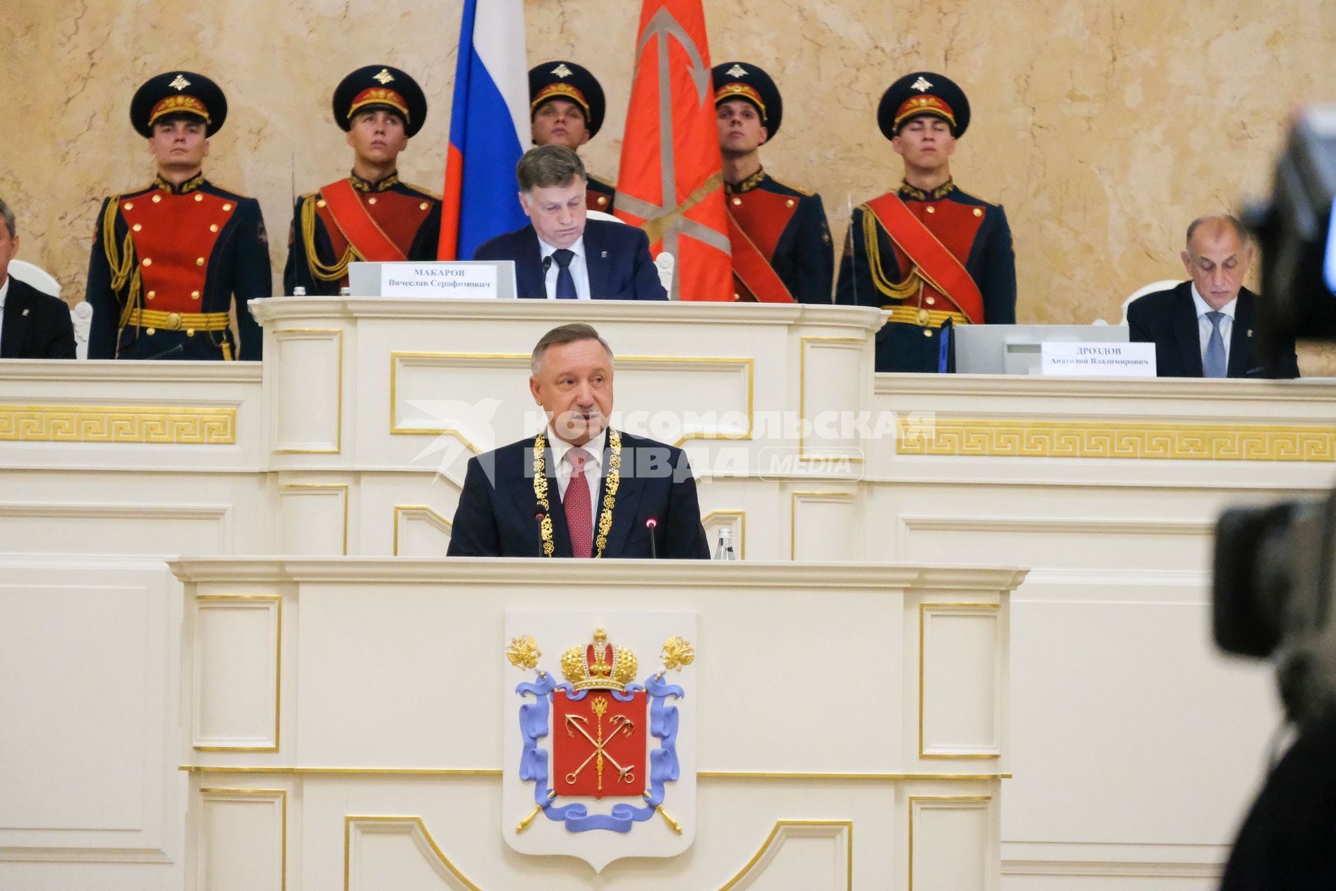 Санкт-Петербург. Избранный губернатор Санкт-Петербурга Александр Беглов во время церемонии вступления в должность в Мариинском дворце (в здании Законодательного собрания).