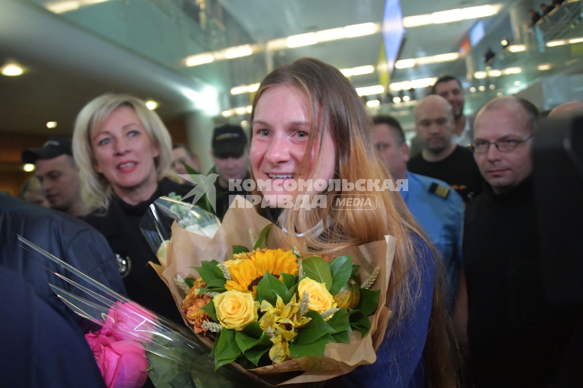 Москва, аэропорт Шереметьево. Встреча  Марии Бутиной, освобожденной из тюрьмы США, в аэропорту Шереметьева имени А.С.Пушкина.