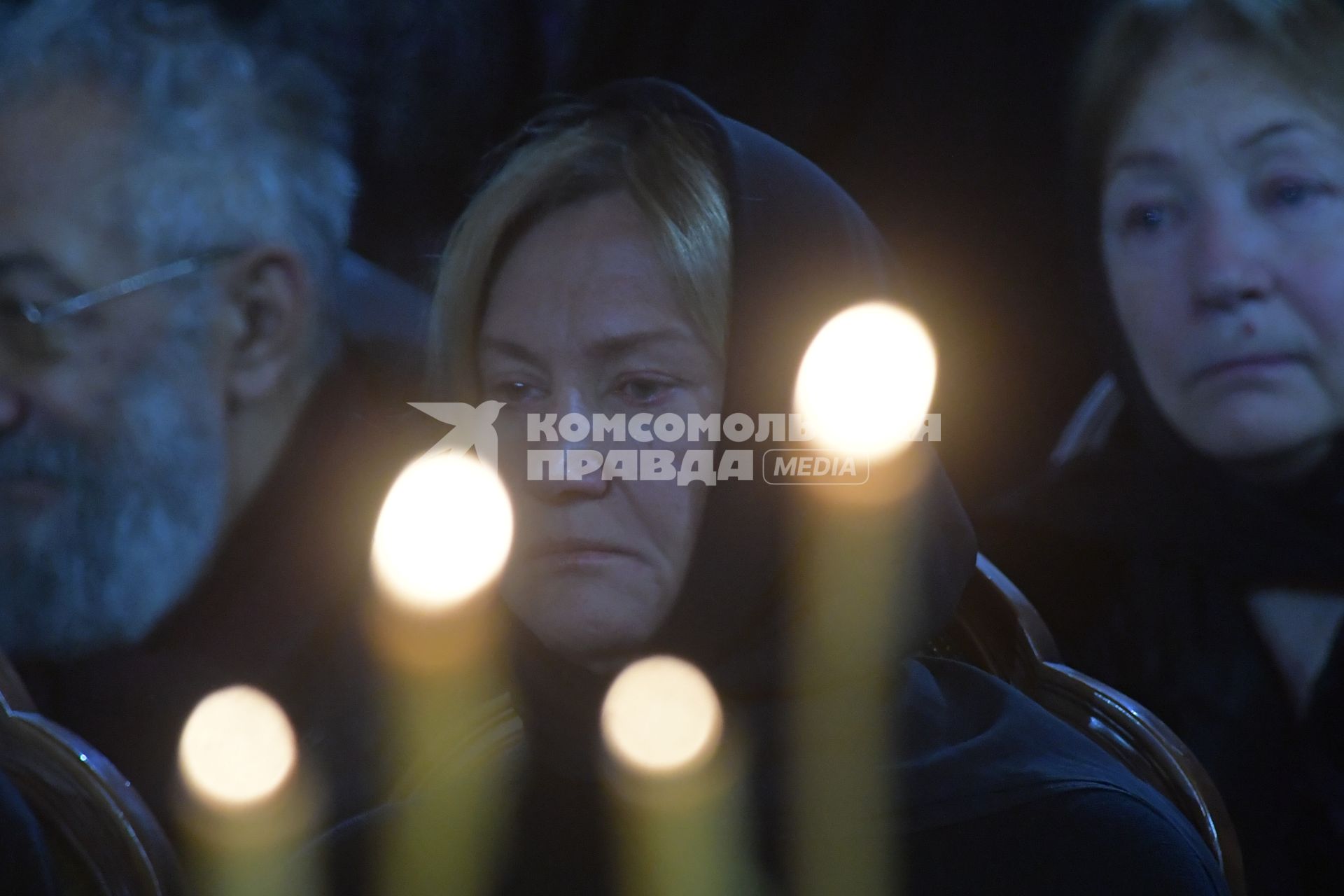 Москва. Вдова Юрия Лужкова  Елена Батурина  на церемонии прощания с бывшим  мэрм Москвы Юрием Лужковым в храме Христа Спасителя.