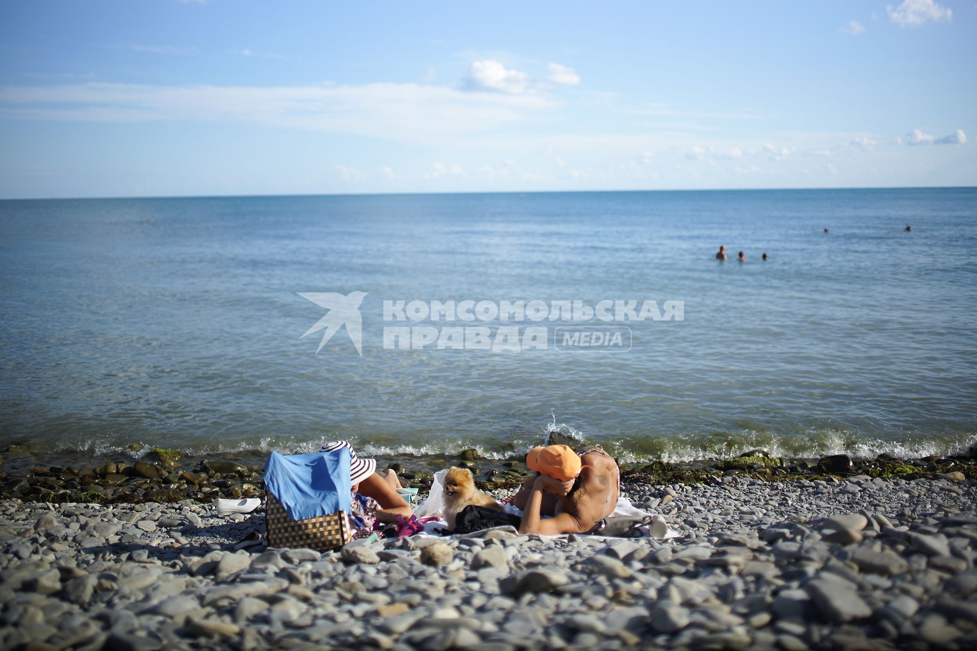 Новороссийск. Горожане купаются на берегу черного моря