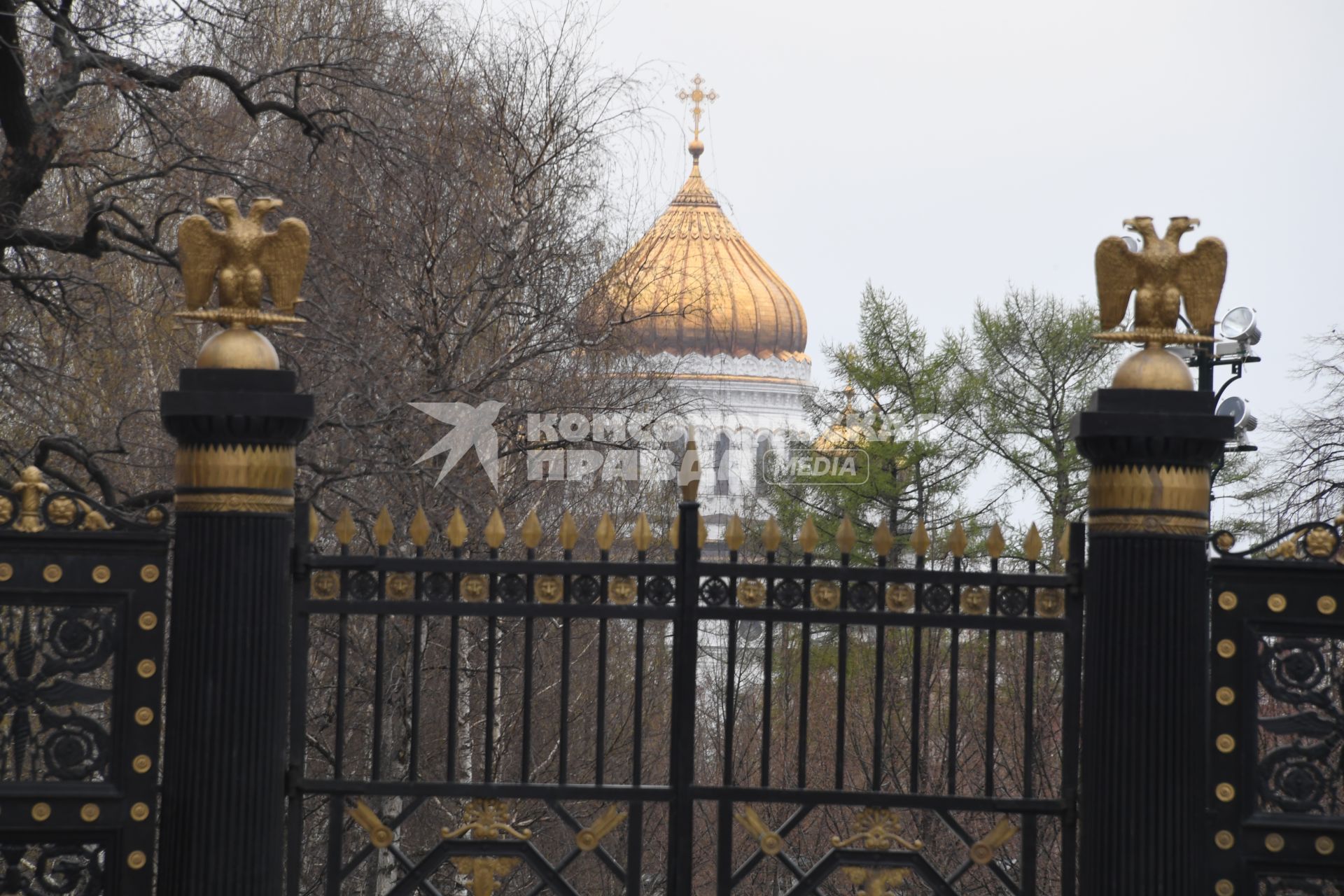 Москва. Вид на купол храма Христа Спасителя из Александровского  сада.