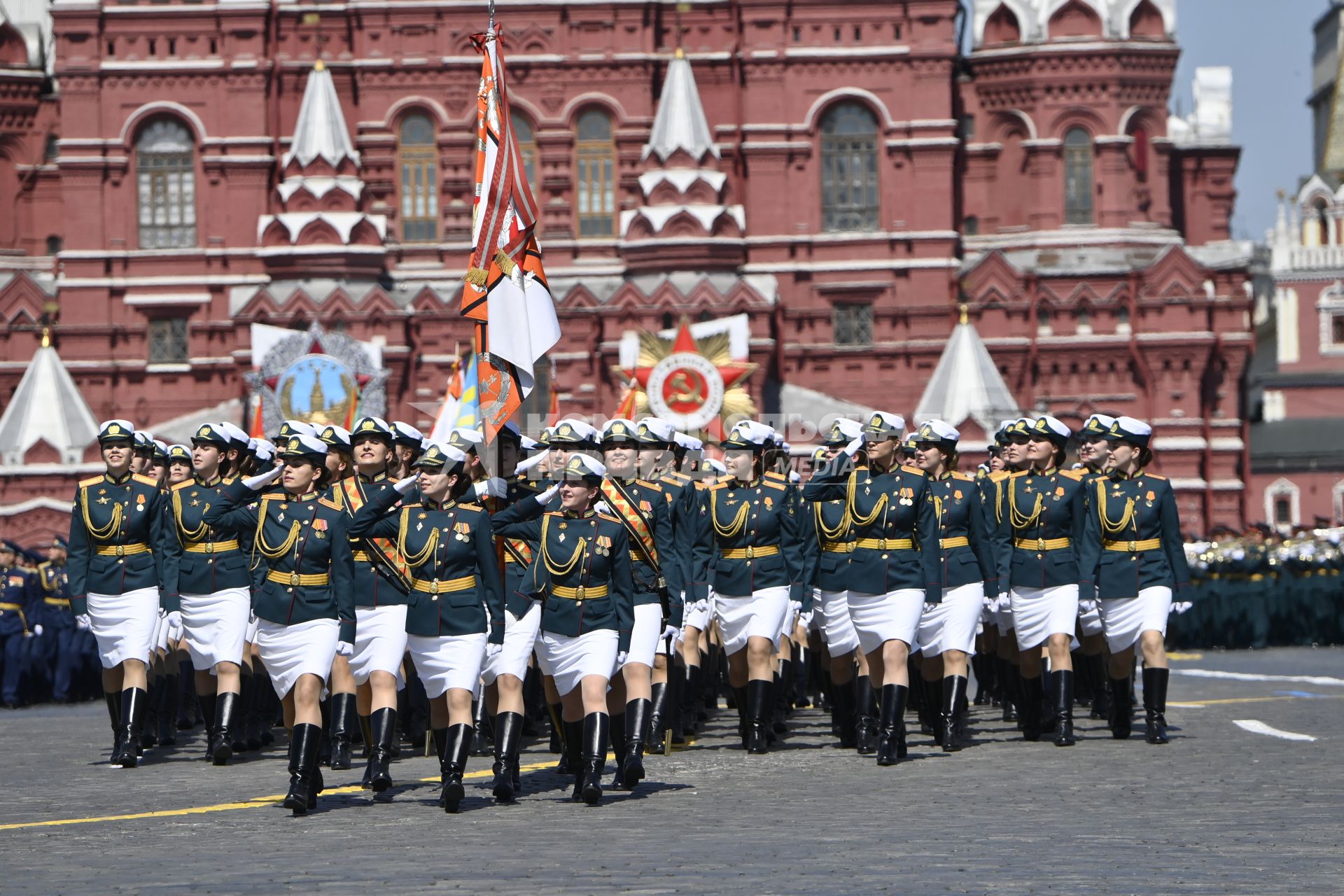 Москва.   Военнослужащие во время военного парада в ознаменование 75-летия Победы в Великой Отечественной войне 1941-1945 годов на Красной площади.