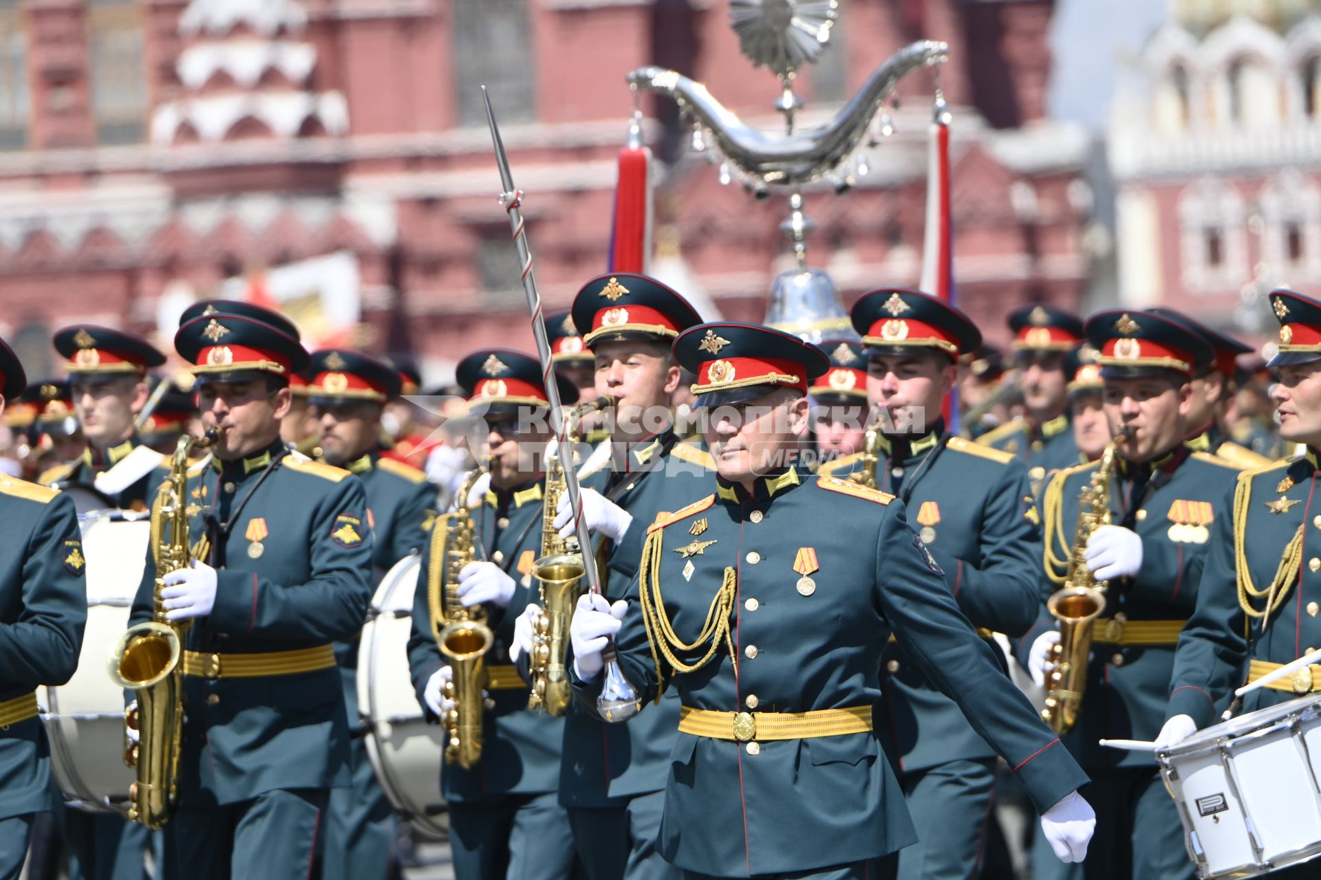 Москва.  Сводный военный оркестр во время военного парада в ознаменование 75-летия Победы в Великой Отечественной войне 1941-1945 годов на Красной площади.