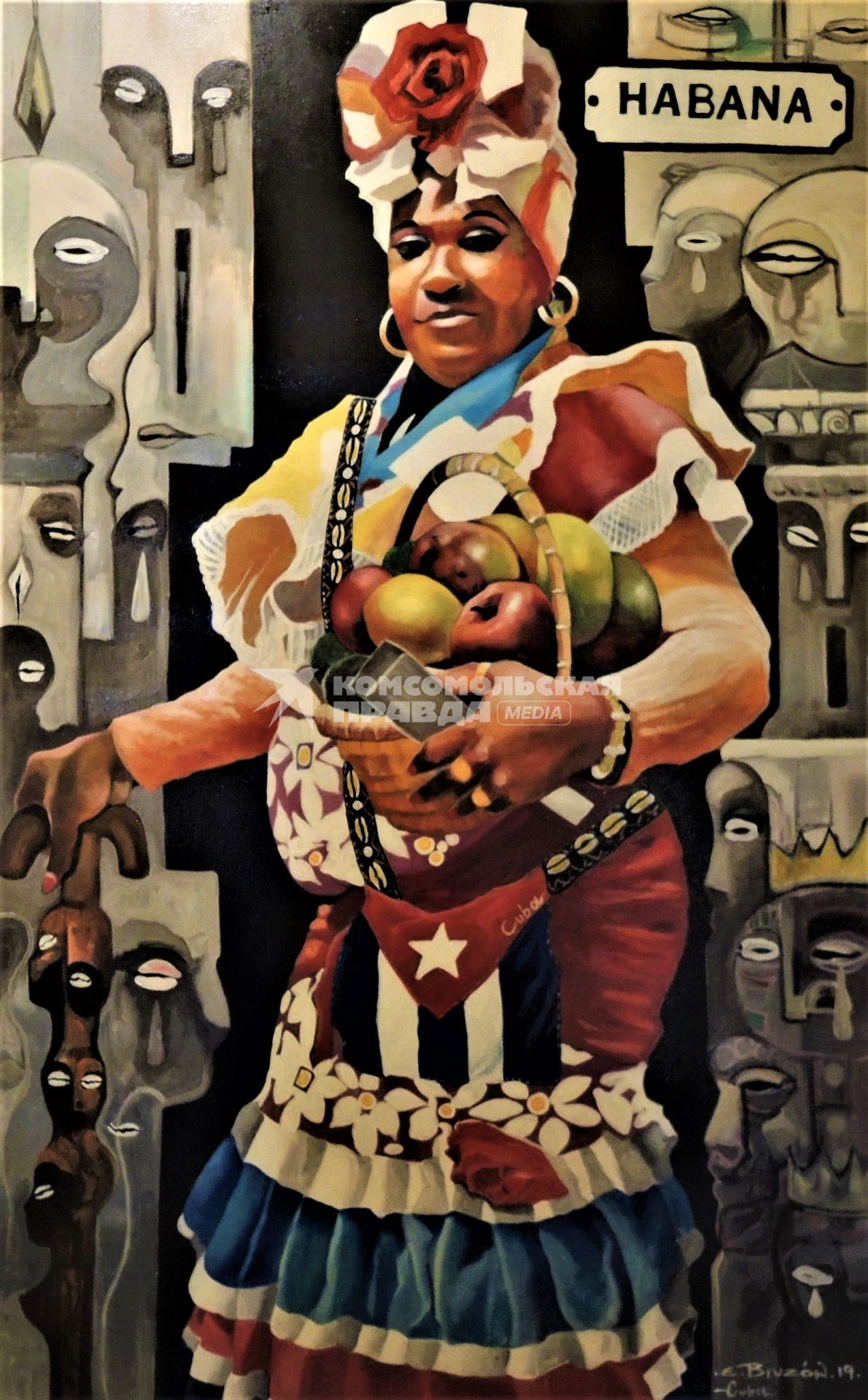 Куба. Гавана. Картина, с изображением кубинской женщины.