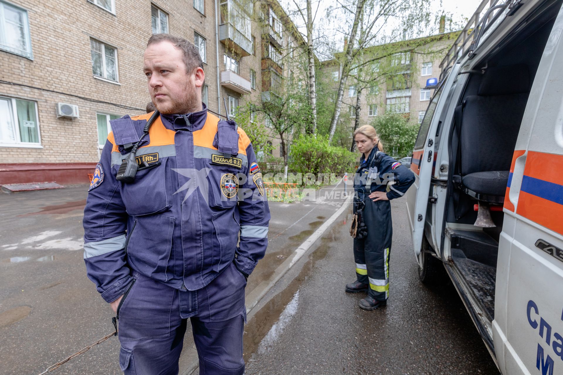 Москва. Сотрудники отряда `СпасРезерва`  прибыли на вызов.