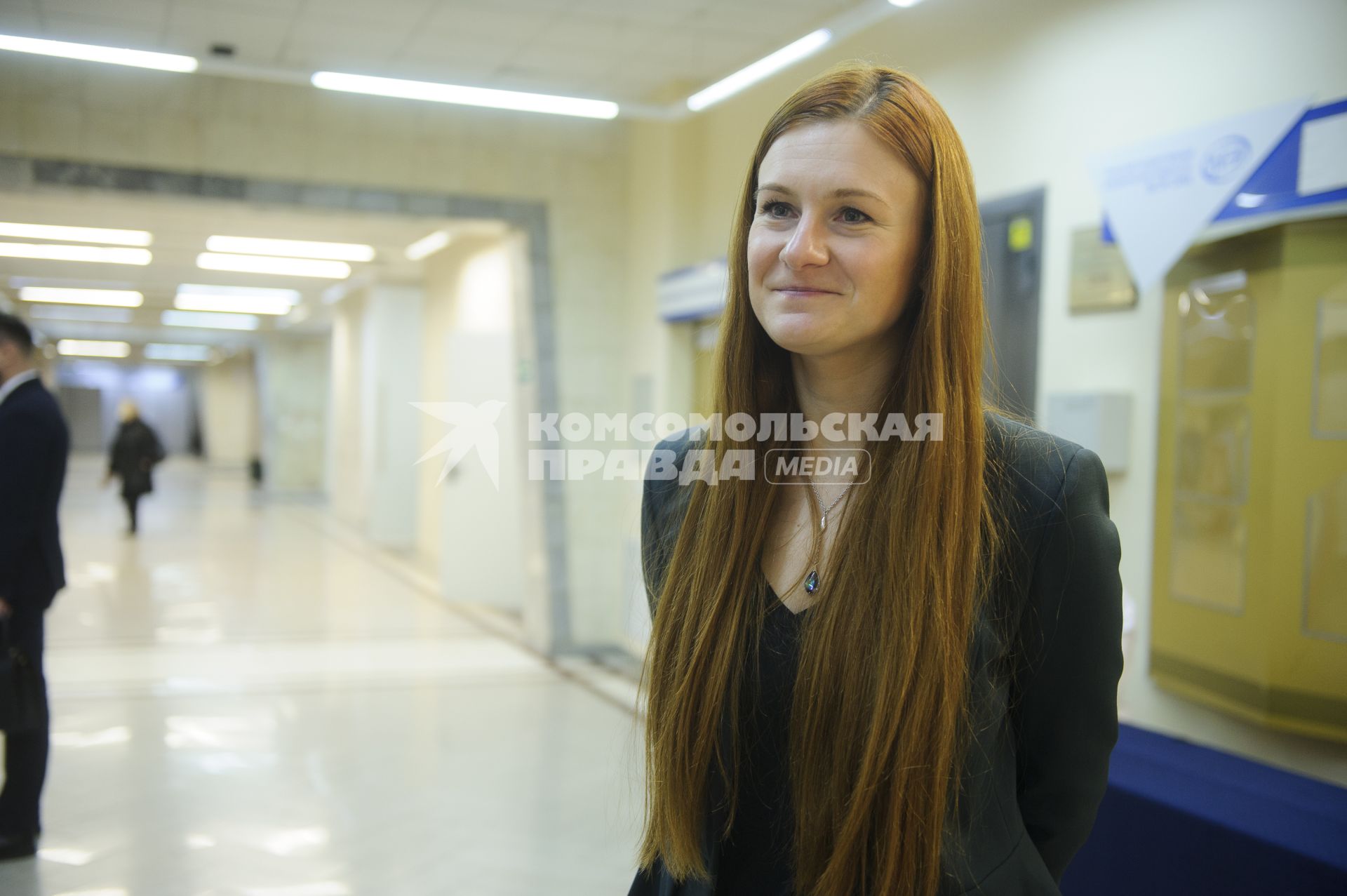 Екатеринбург.  Мария Бутина во время встречи с студентами УрГЭУ (Уральский государственный экономический университет). В течении 18 месяцев отбывала наказание в тюрьме США по обвинению в работе иностранным агентом в США без регистрации