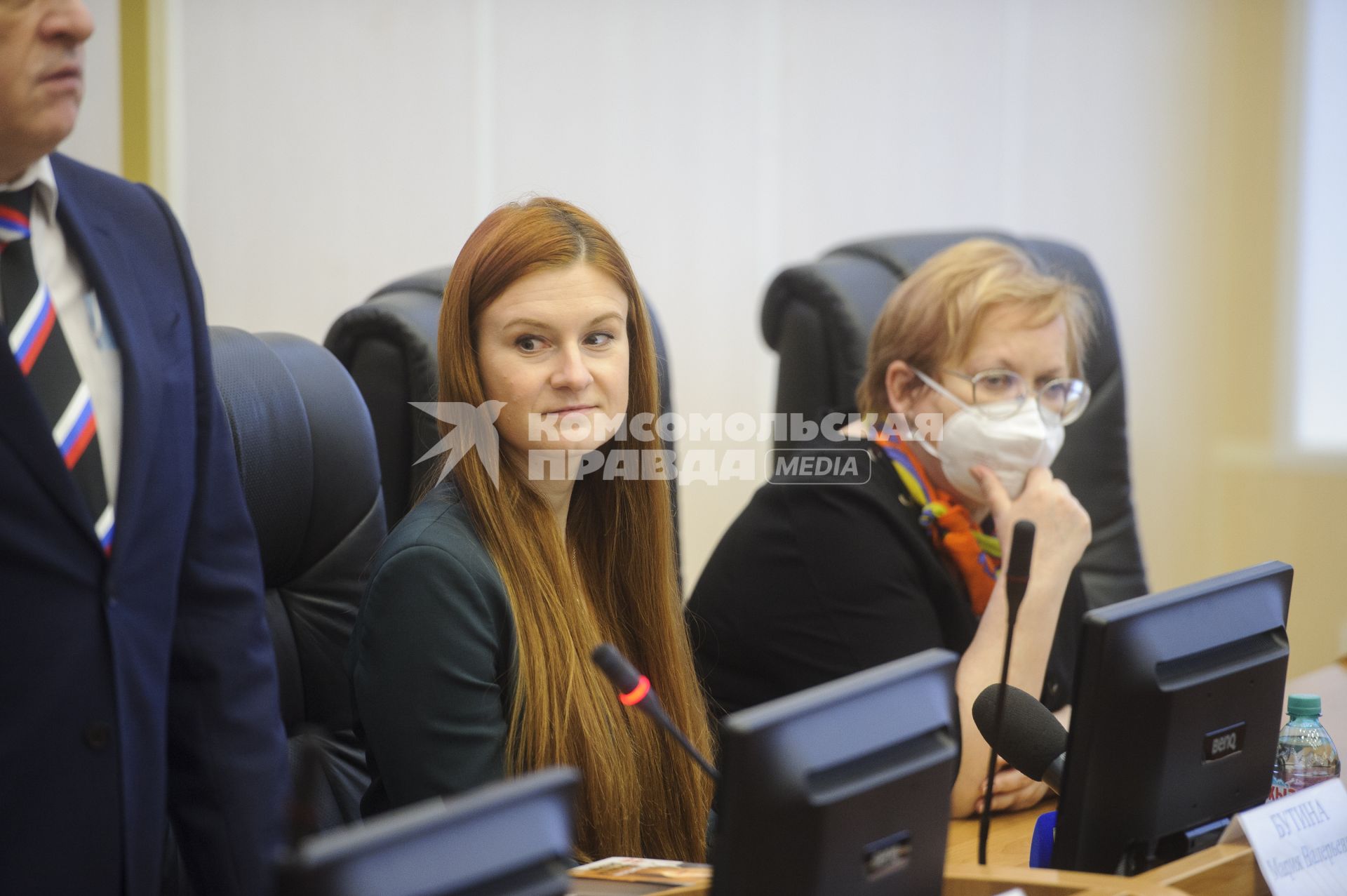 Екатеринбург.  Мария Бутина во время встречи с студентами УрГЭУ (Уральский государственный экономический университет). В течении 18 месяцев отбывала наказание в тюрьме США по обвинению в работе иностранным агентом в США без регистрации