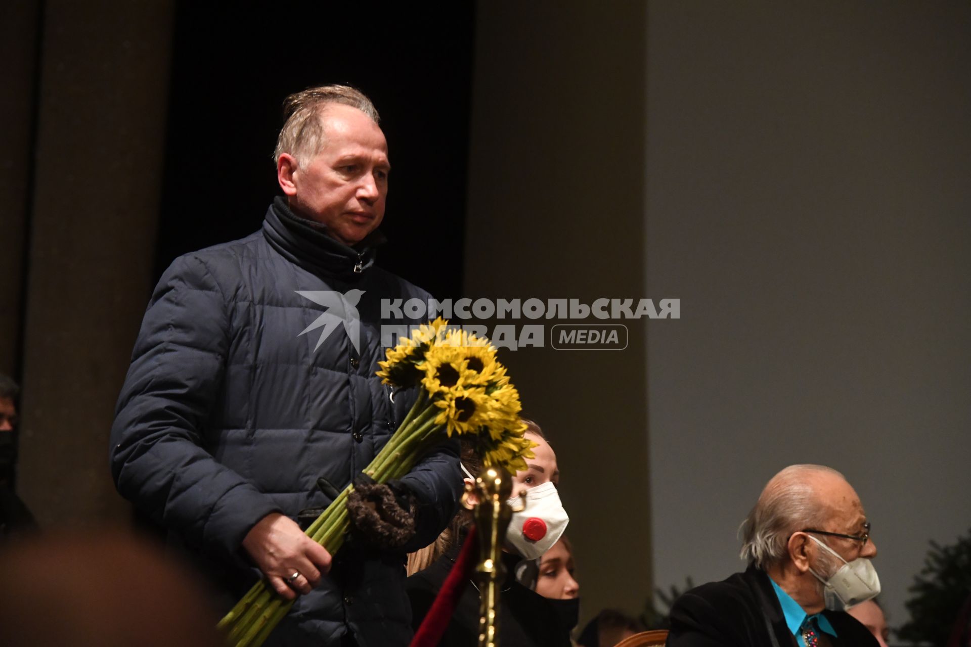 Москва. Актер, режиссер Андрей Анкудинов во время церемонии прощания с художественным руководителем `Ералаша` Борисом Грачевским в Доме кино.