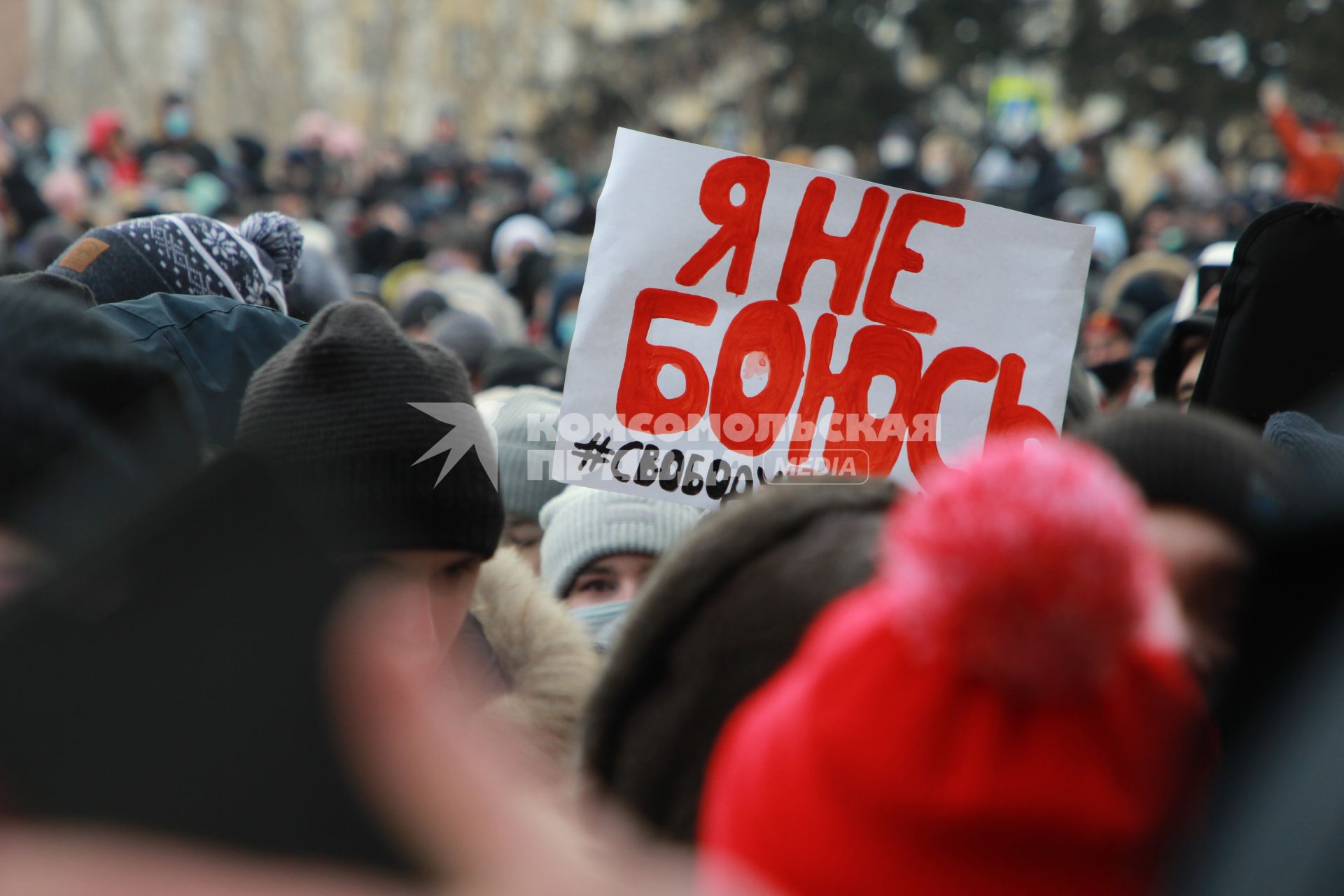 Иркутск. Участники несанкционированной акции в поддержку оппозиционера Алексея Навального  в сквере имени Кирова.