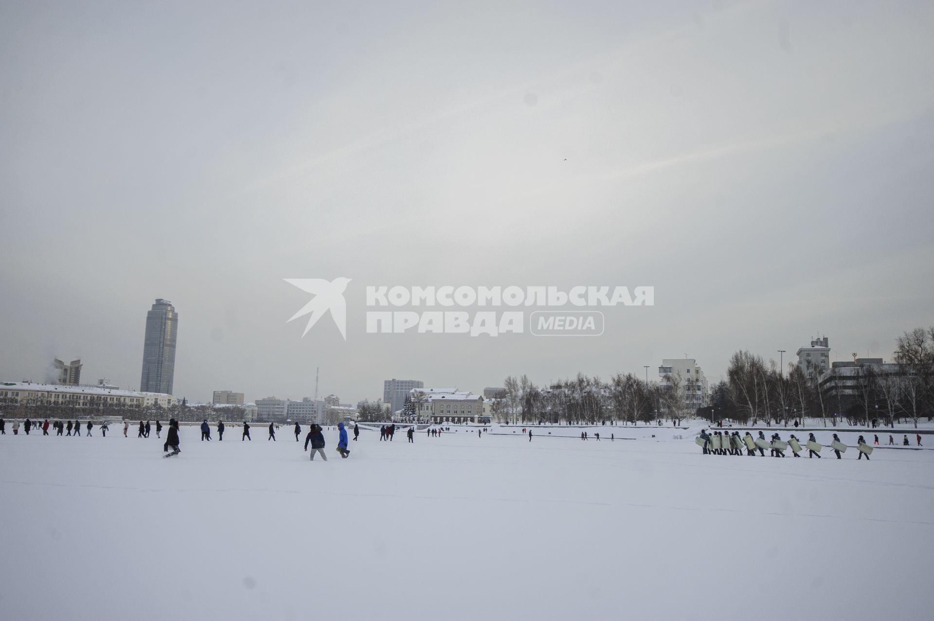 Екатеринбург. Сотрудники полиции во время разгона участников несанкционированного митинга в поддержку оппозиционера Алексея Навального в сквере у Драматического театра, напротив дома правительства Свердловской области