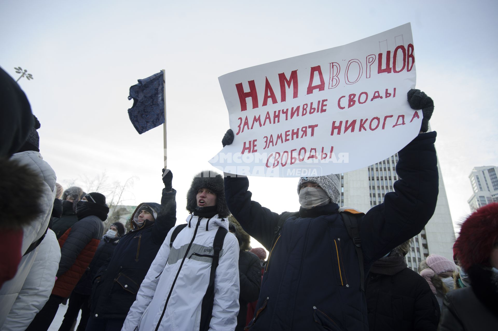 Екатеринбург. Несанкционированный митинг сторонников оппозиционера Алексея Навального в сквере у Драматического театра, напротив дома правительства Свердловской области