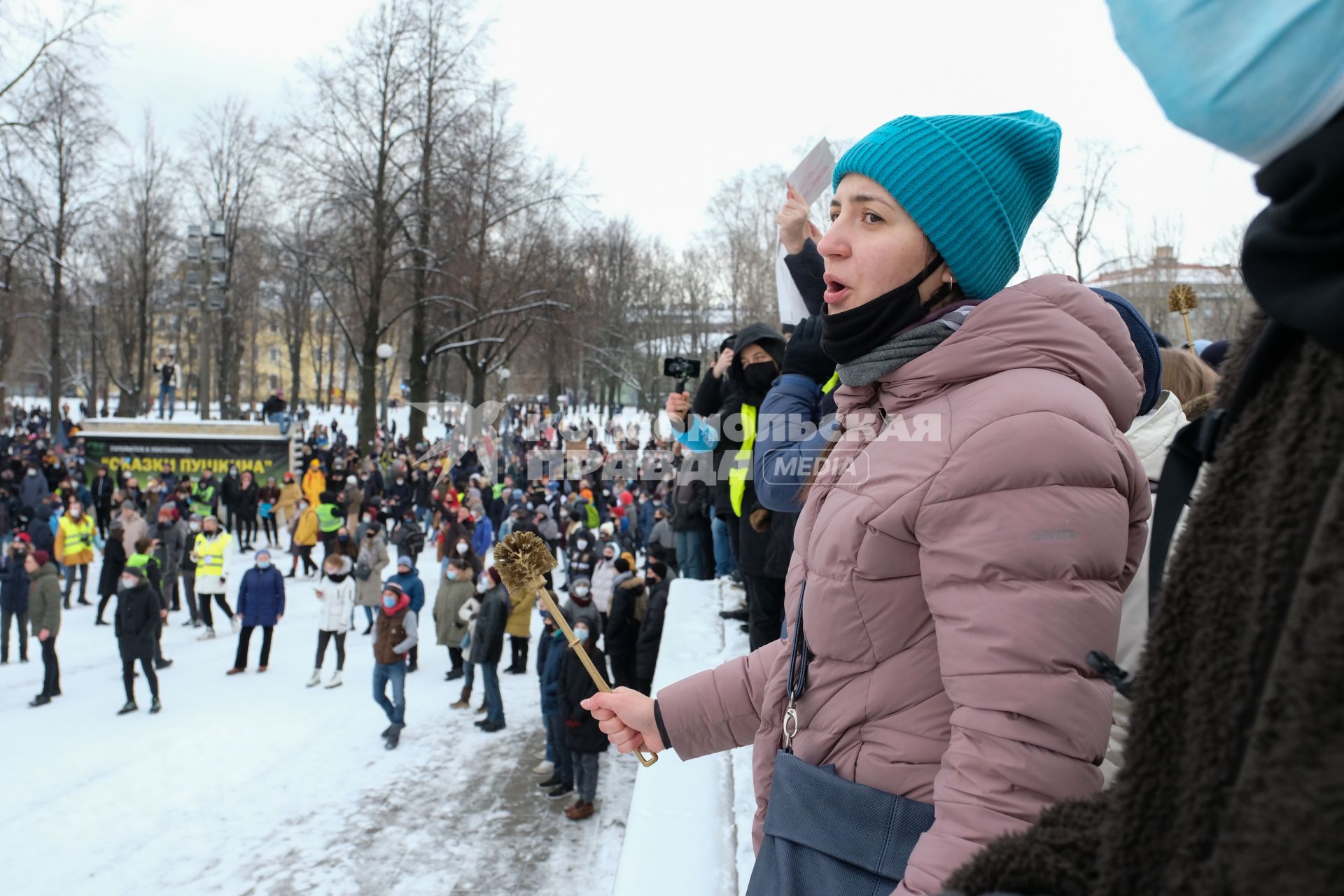 Санкт-Петербург. Митингующие во время несанкционированной акции в поддержку Алексея Навального.